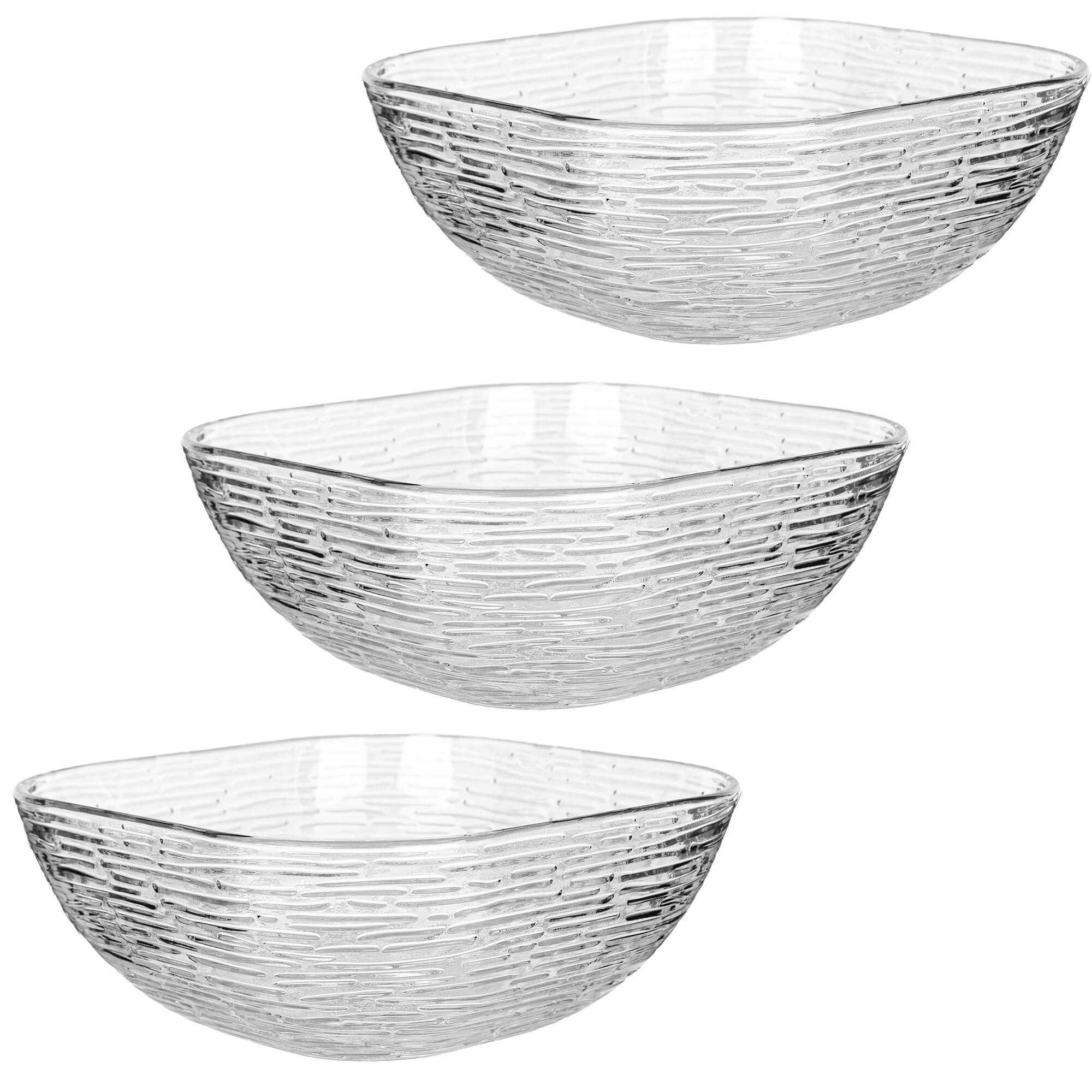 Salaterka szklana Venosa 20 cm wzór kora 3 szt.