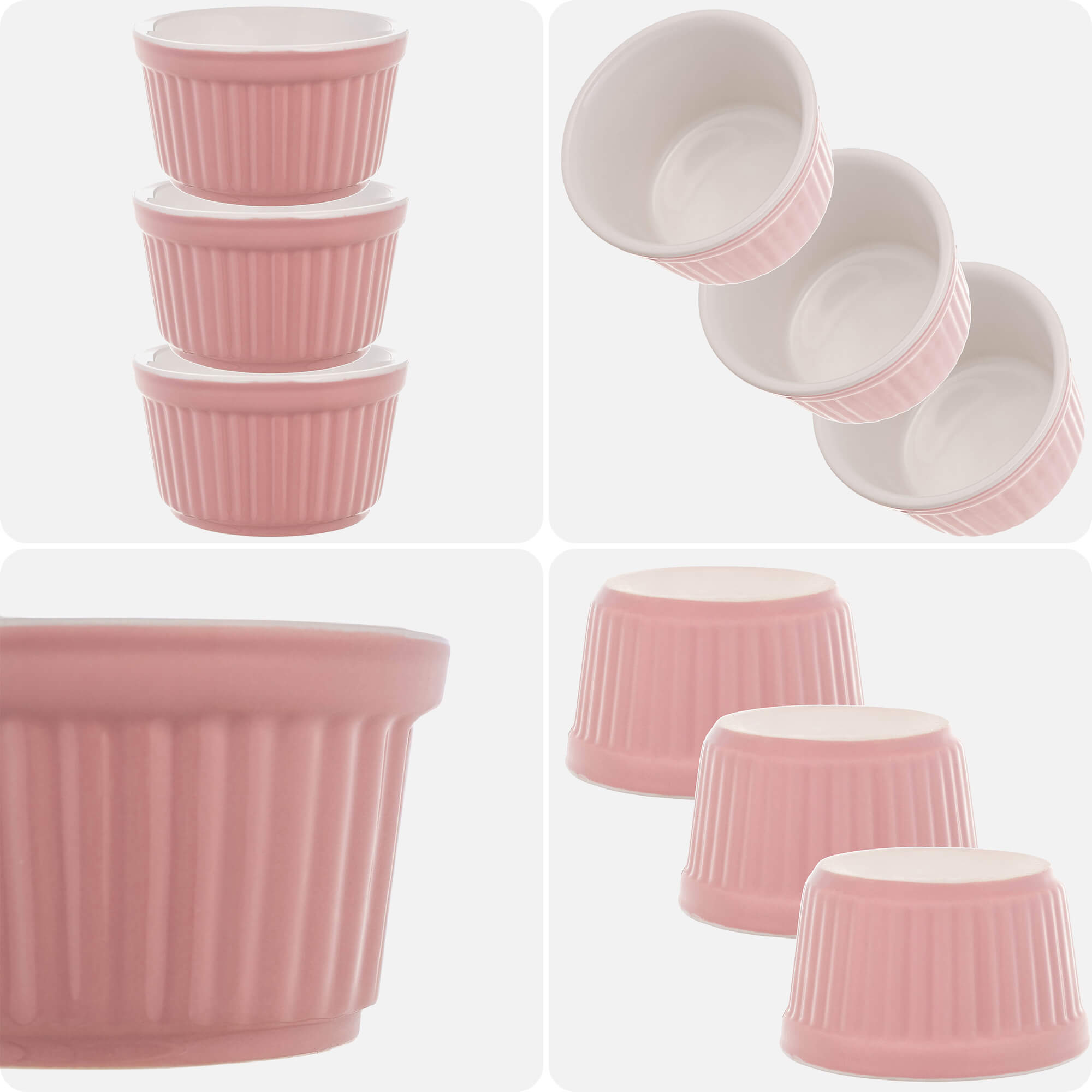 Naczynie ceramiczne do zapiekania Maes 9 x 5 cm różowe 3 szt.