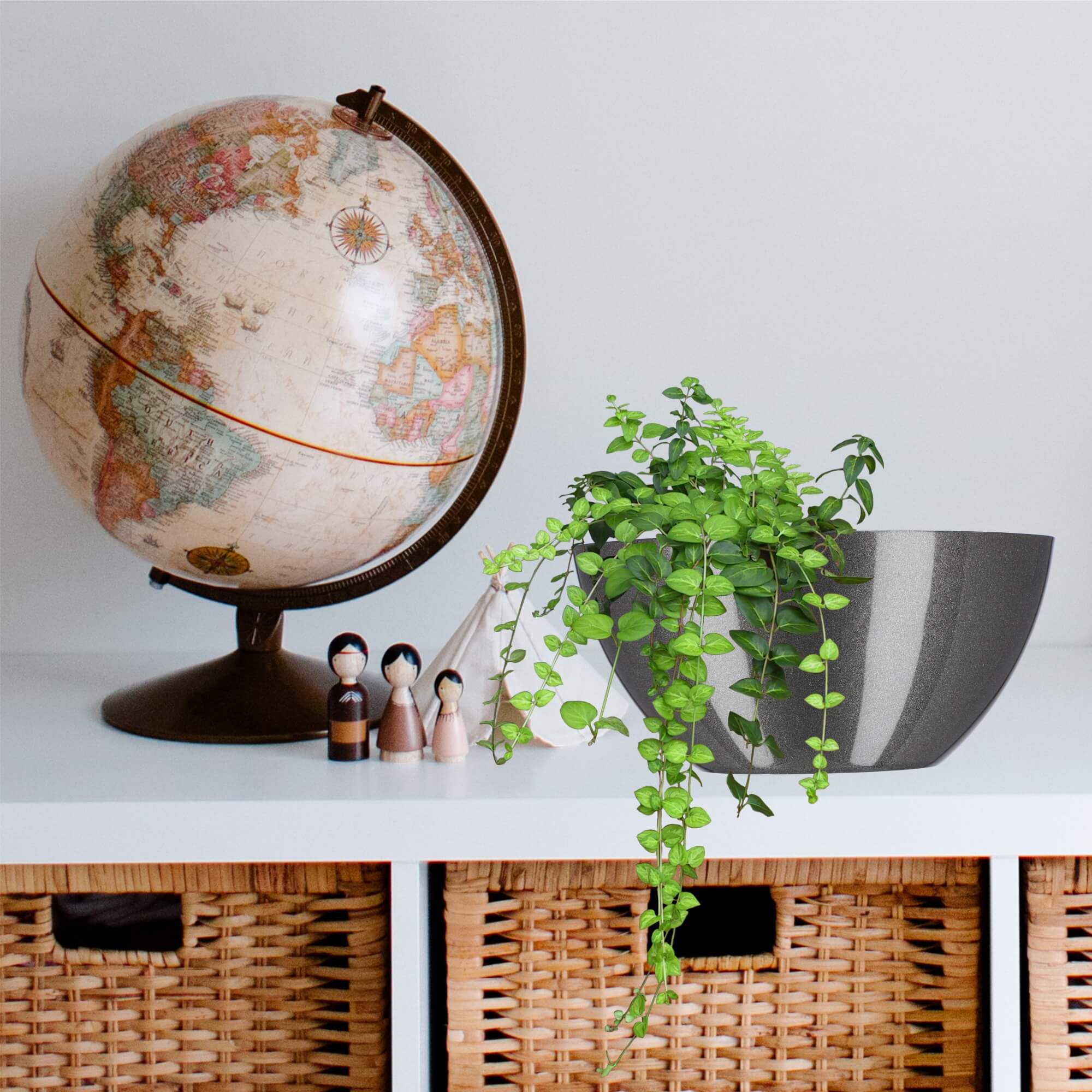 Doniczka na kwiaty Ptuj owalna 30cm, grafitowa