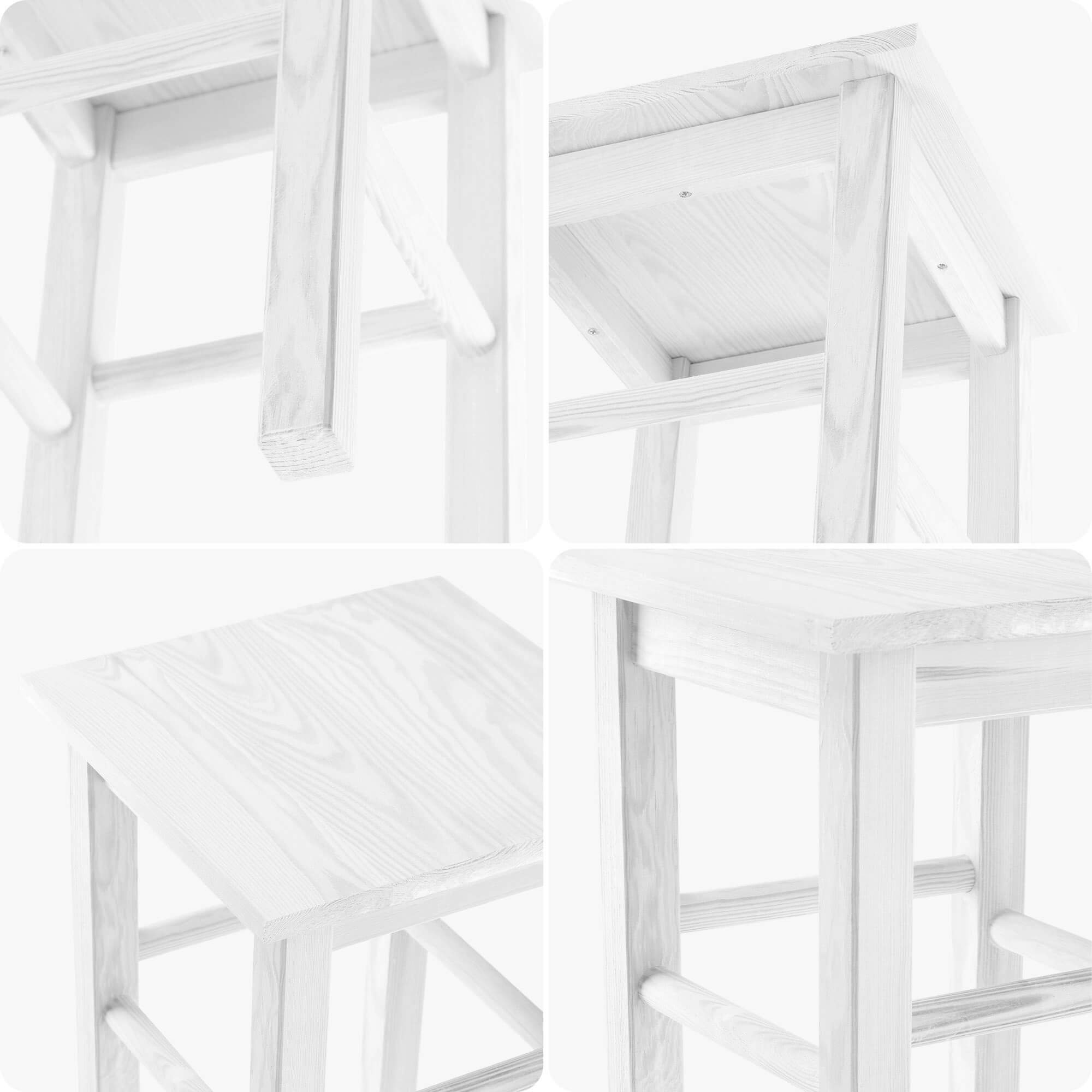 Taboret drewniany Rena 44x30 cm kwadratowy biały