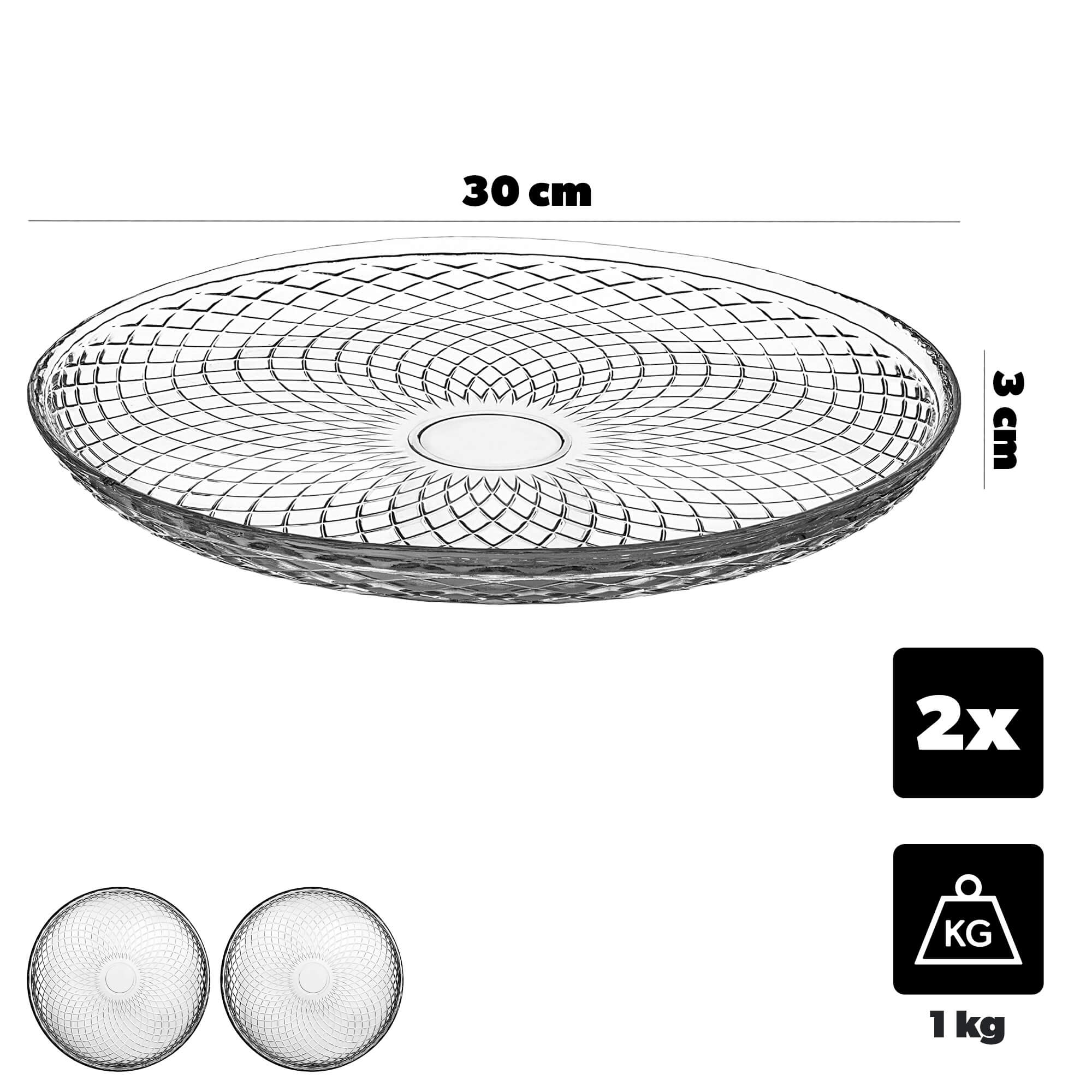 Talerz szklany Qualso 30 cm 2 szt.
