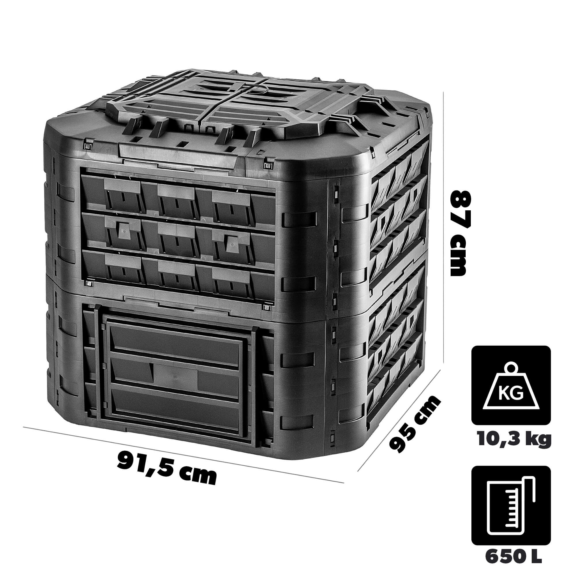 Kompostownik ogrodowy Fixem 650L czarny