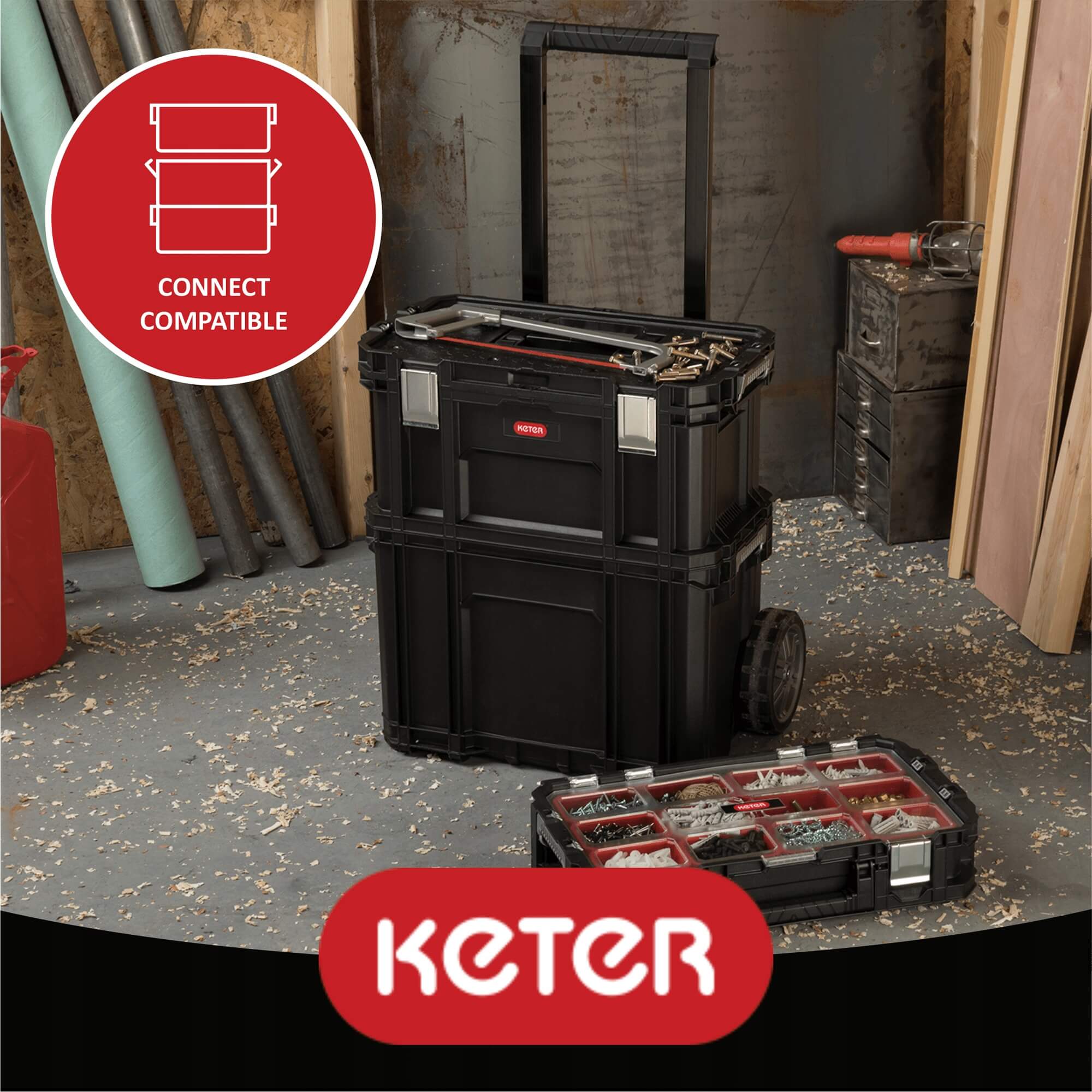 Skrzynka na narzędzia Keter Rolling System 70 x 37 cm, czarna