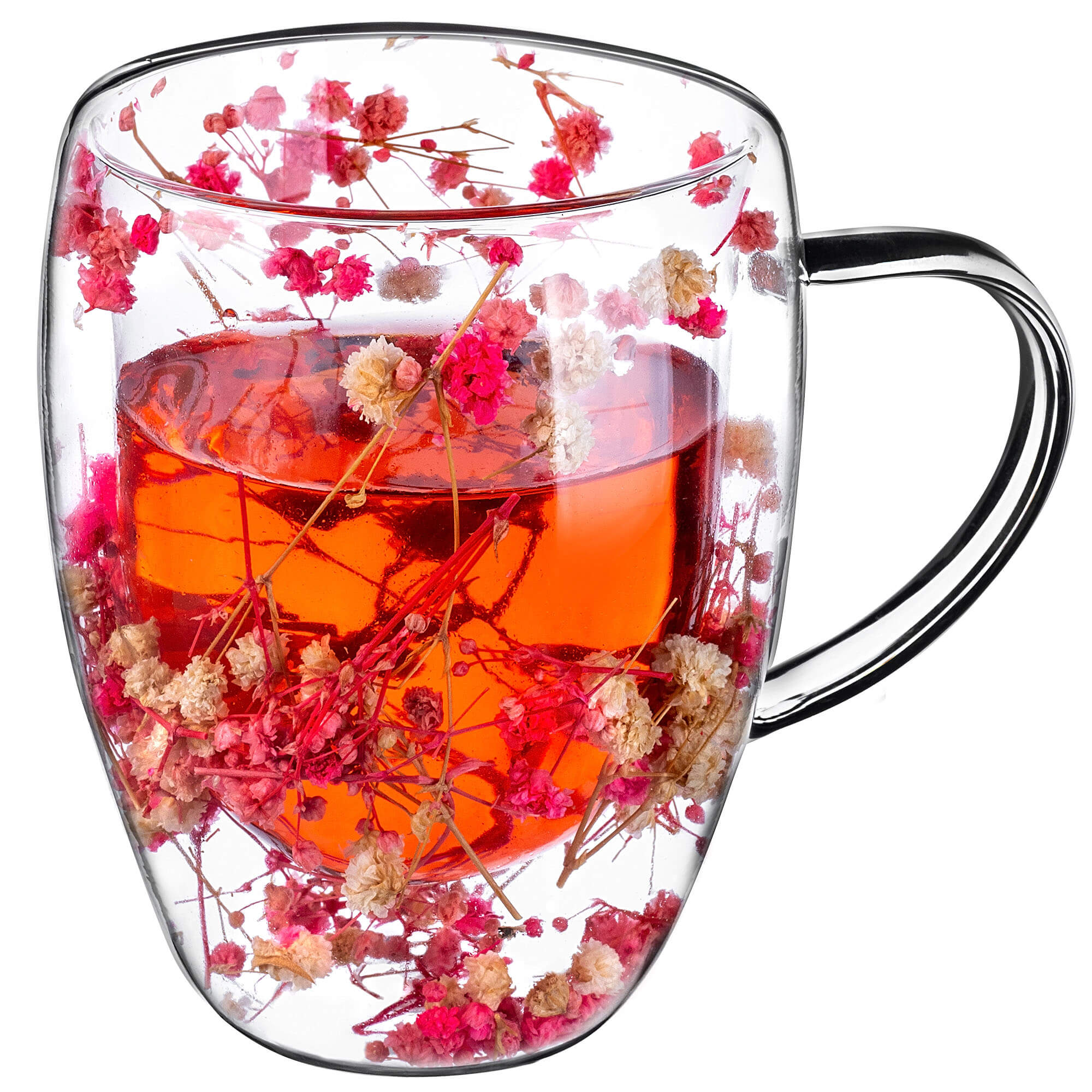 Kubek termiczny z kwiatowym motywem Riga 350ml różowy 4 szt.