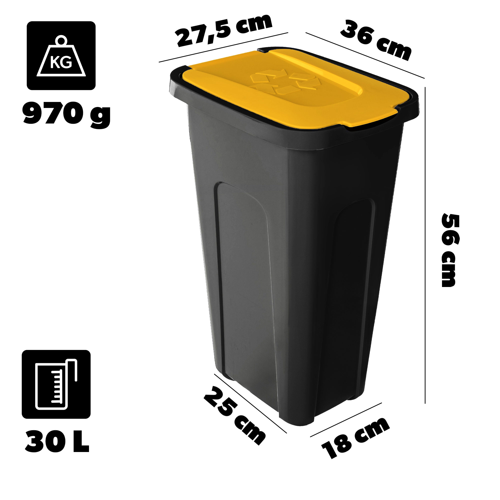 Kosz na śmieci Entrago 30L czarno-żółty