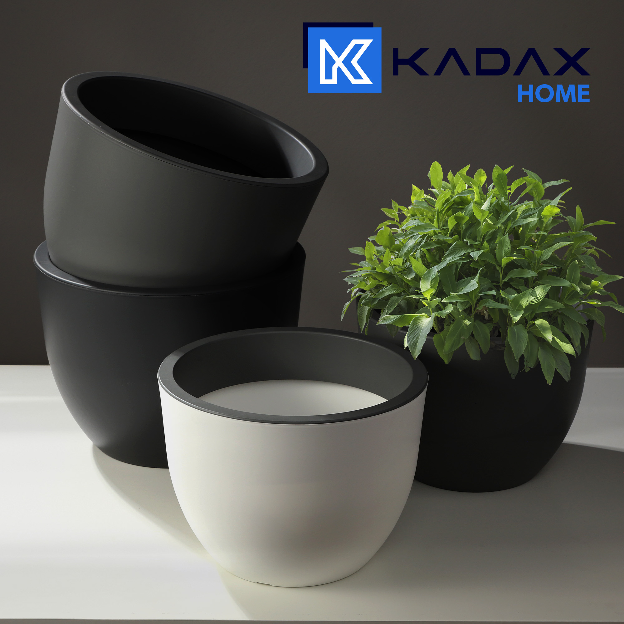 Doniczka okrągła Rafat 35 m, biały + beton