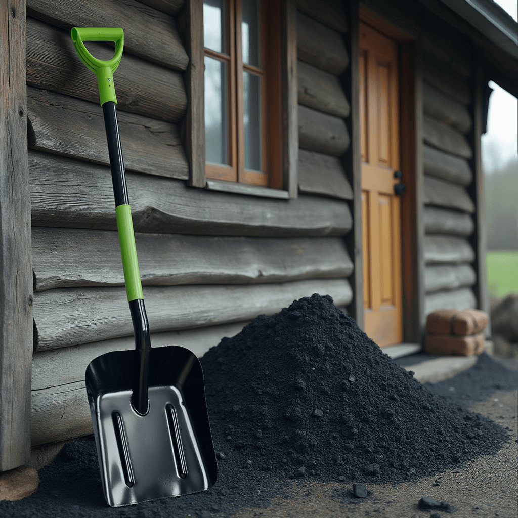 Stalowa łopata do węgla Roust 128 x 25 cm czarno-zielona