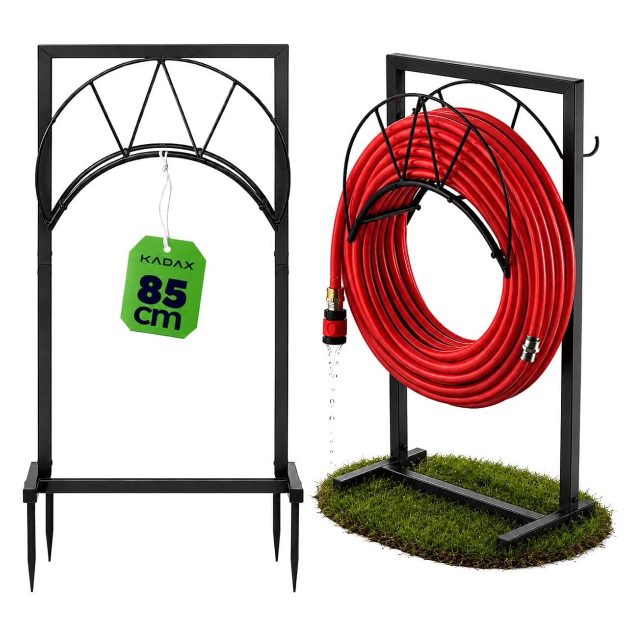 Stojak na wąż ogrodowy Bellicou 45 x 26 x 85 cm czarny stalowy