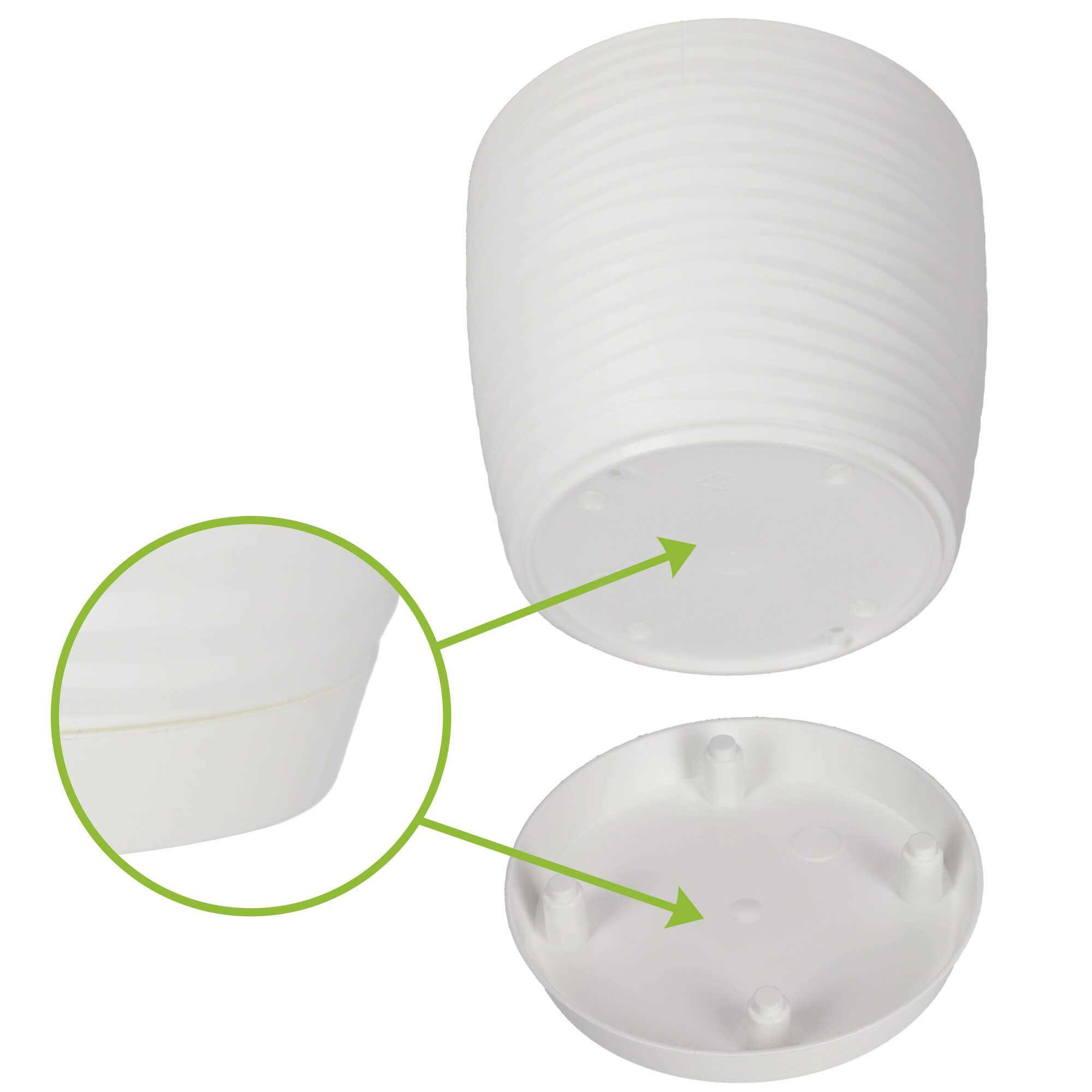 Doniczka na kwiaty okrągła z podstawką 17 cm, biała