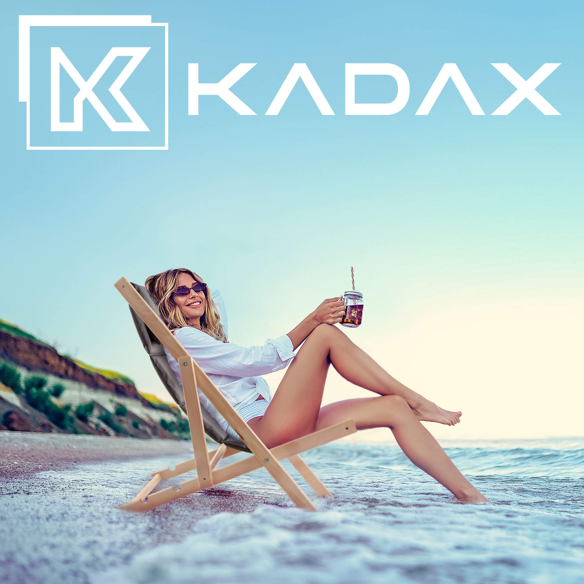 Leżak plażowy z poduszką Troia, szary