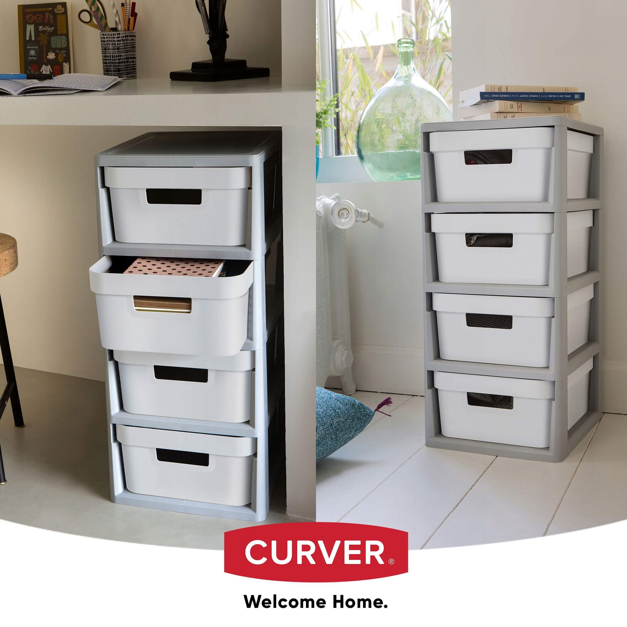 Regał Curver Infinity 4 x 11L biało-szary