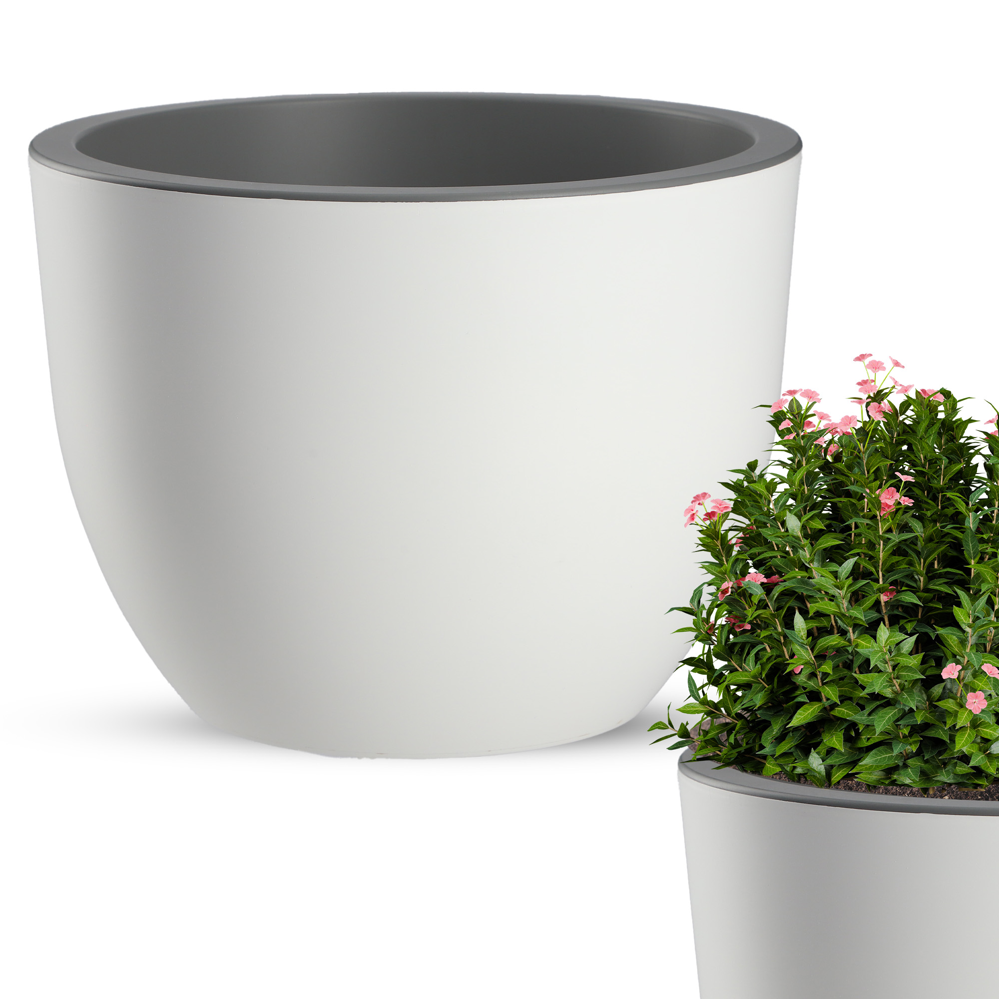 Doniczka okrągła Rafat 30 cm, biały + beton
