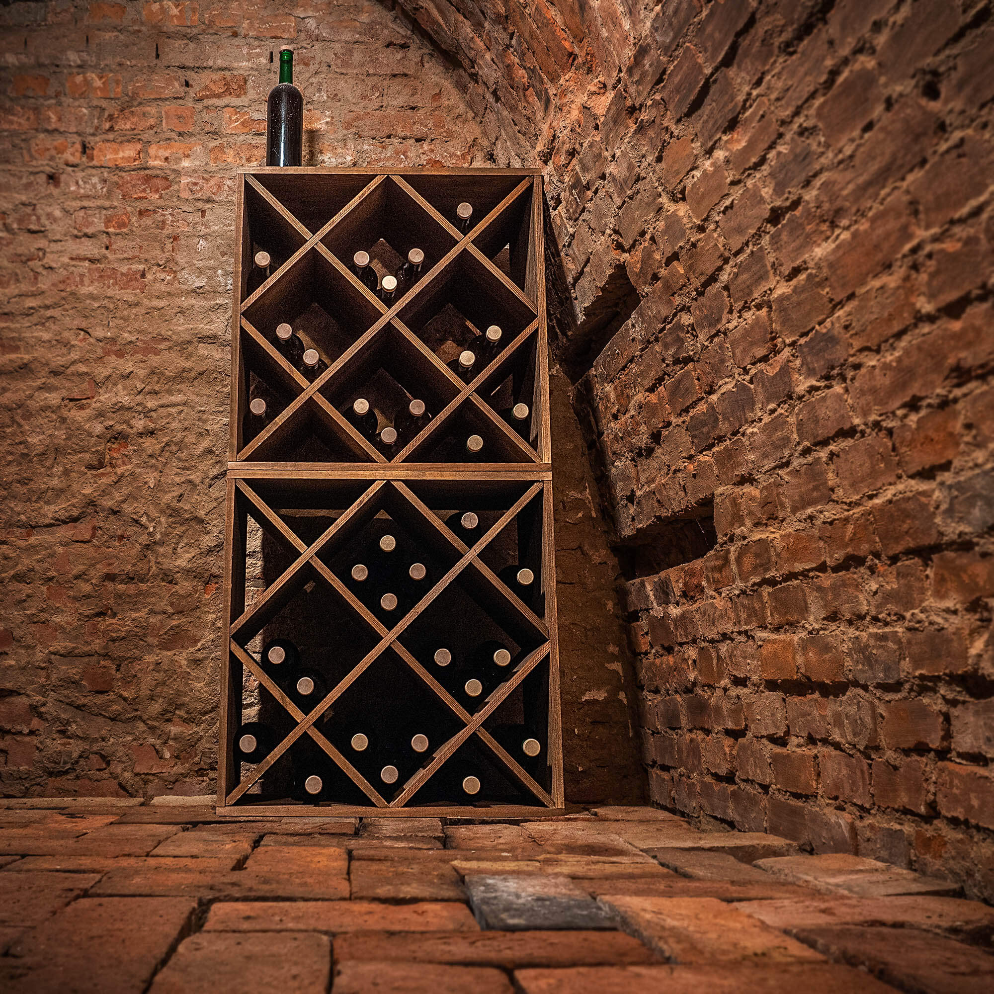 Regał na wino Loreo kratka drewniany ciemny brąz 2szt