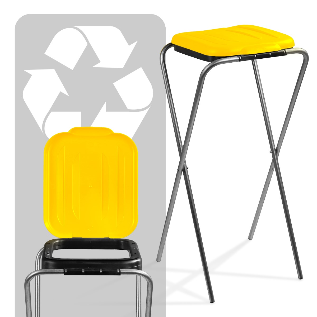 Stojak na worek do segregacji śmieci Bakel pojedynczy żółty