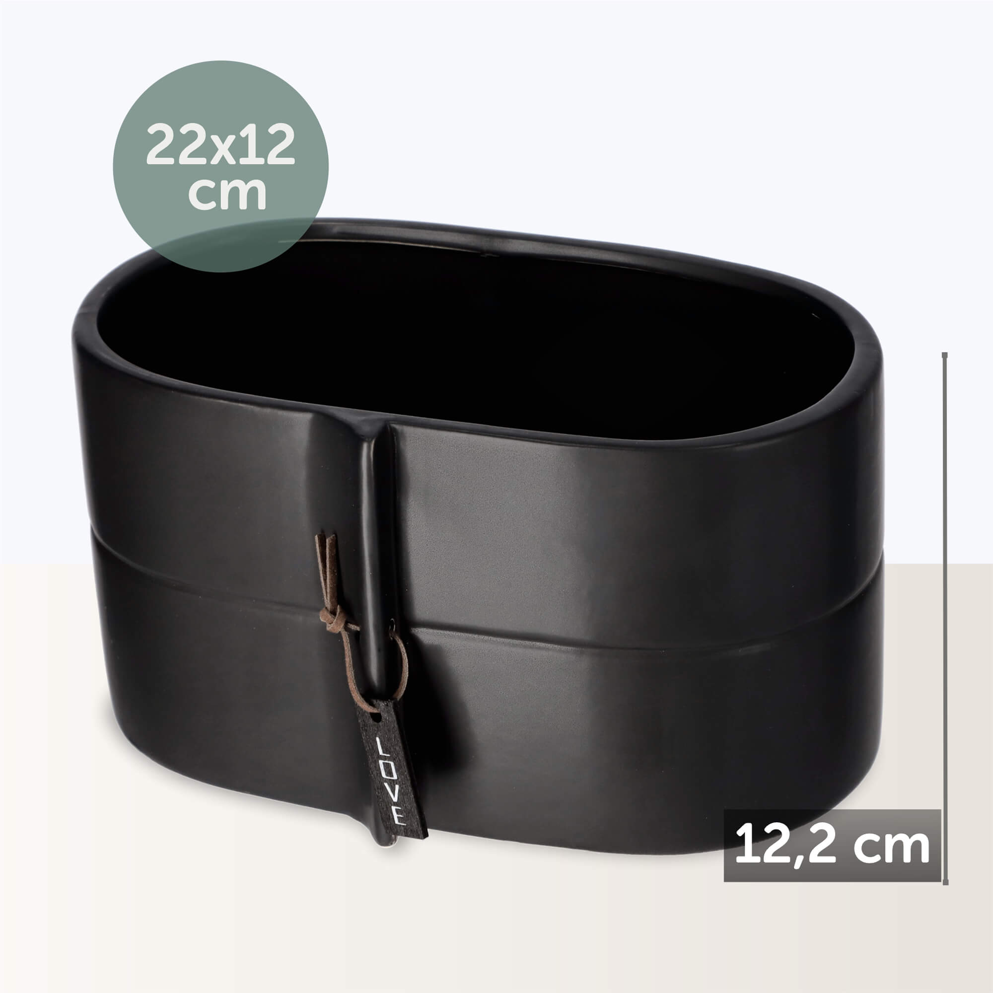 Osłonka ceramiczna Lemps na kwiaty 22 x 12 cm, czarna