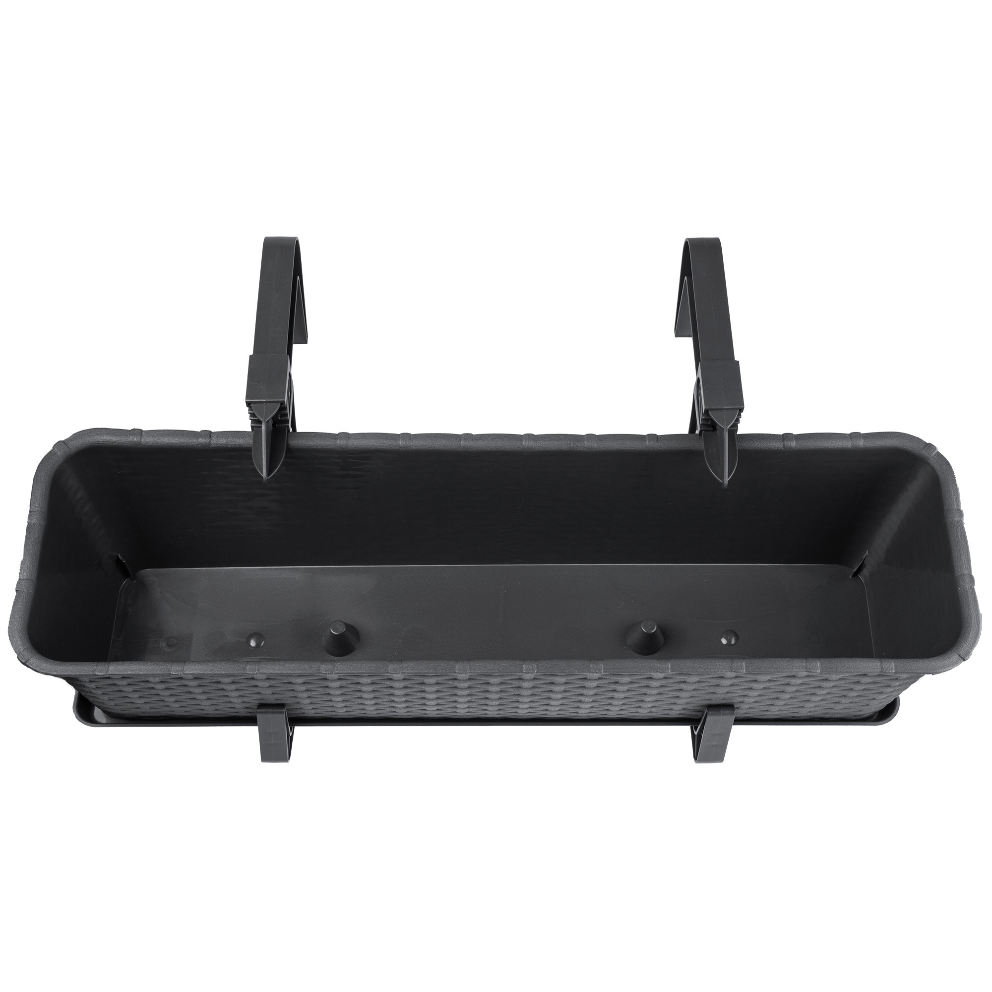 Doniczka balkonowa z uchwytami Frette 60 x 17 cm, antracyt