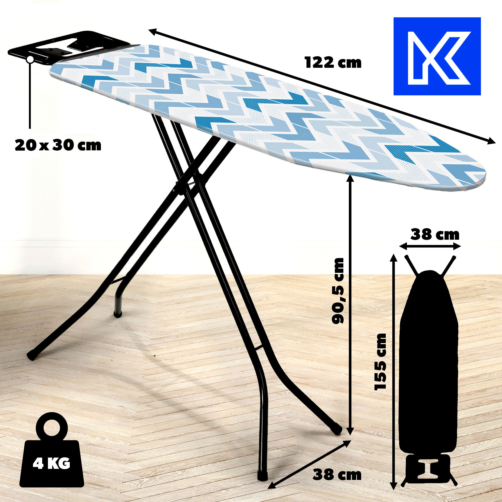 Deska do prasowania Piza 122 x 38 cm, zygzak