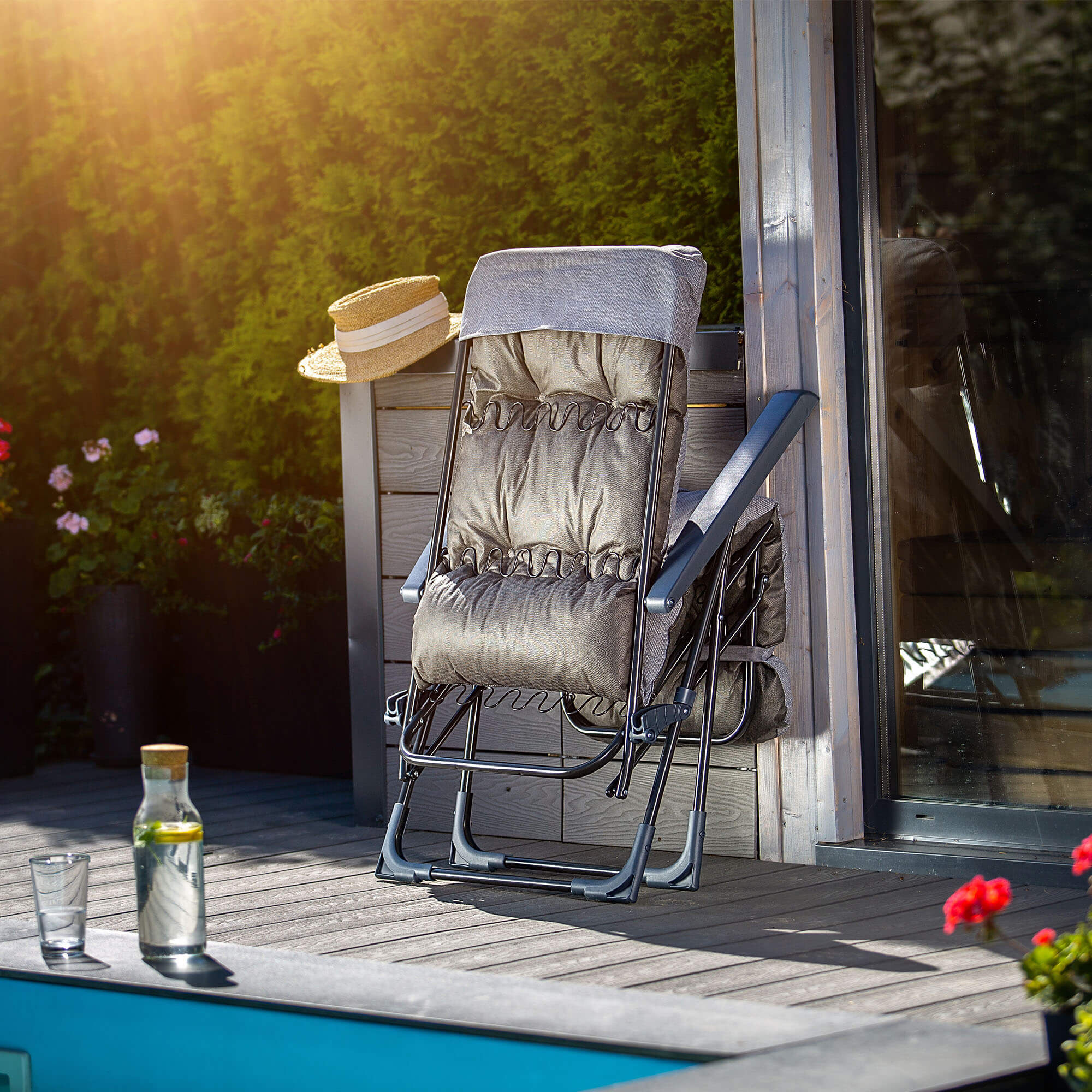 Leżak ogrodowy Soller Plus 150 x 68 cm szary