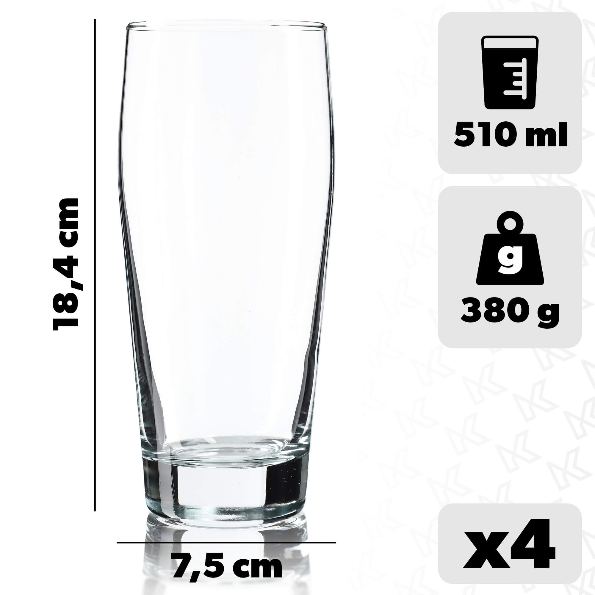 Szklanka do piwa Lumia 510 ml, pakiet 4 szt.