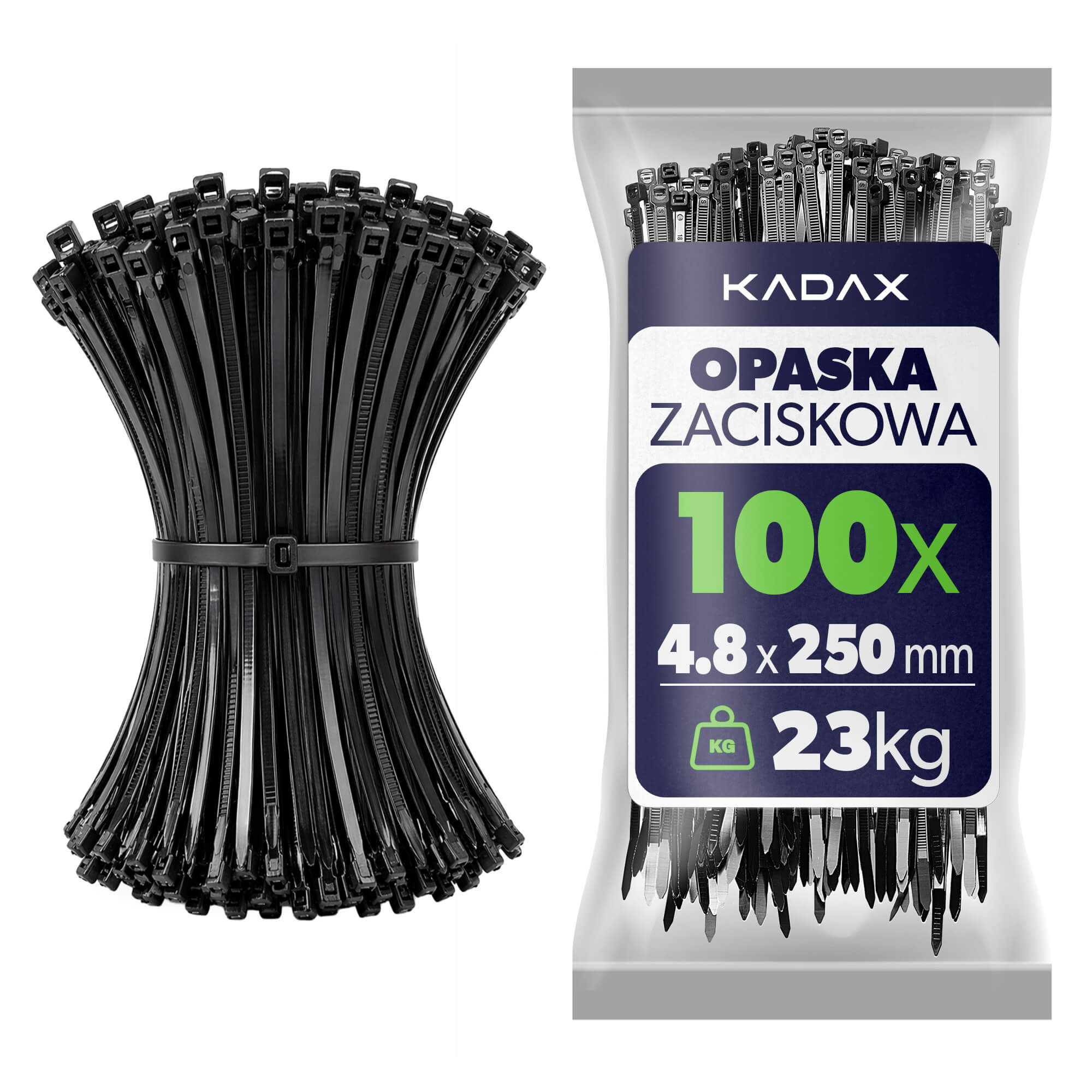 Opaski zaciskowe Maurens 250 x 4.8 mm czarne 100 szt.