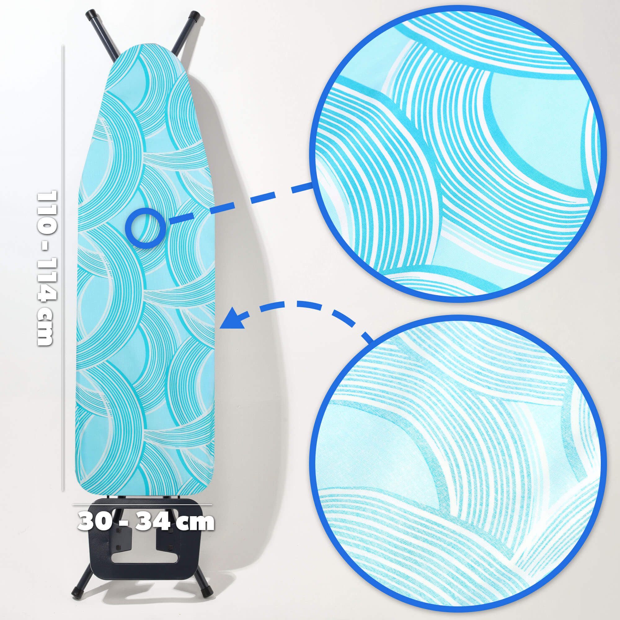 Pokrowiec na deskę do prasowania Cano 110x30cm naciągany podkład niebieskie linie