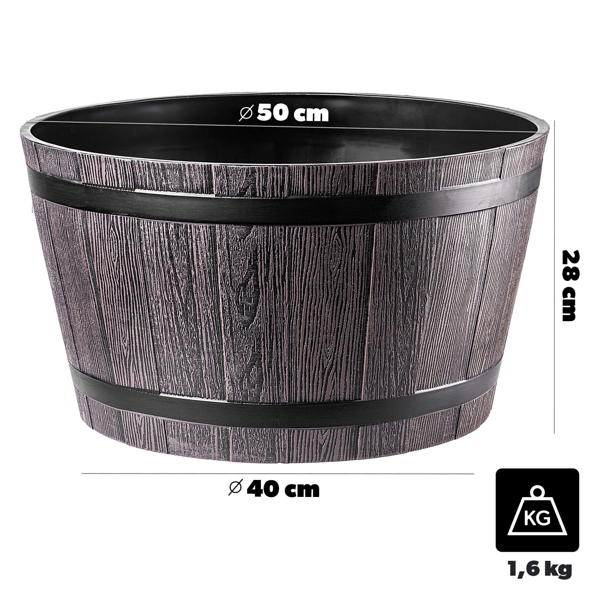Donica na kwiaty Sori 50 cm, ciemny brąz