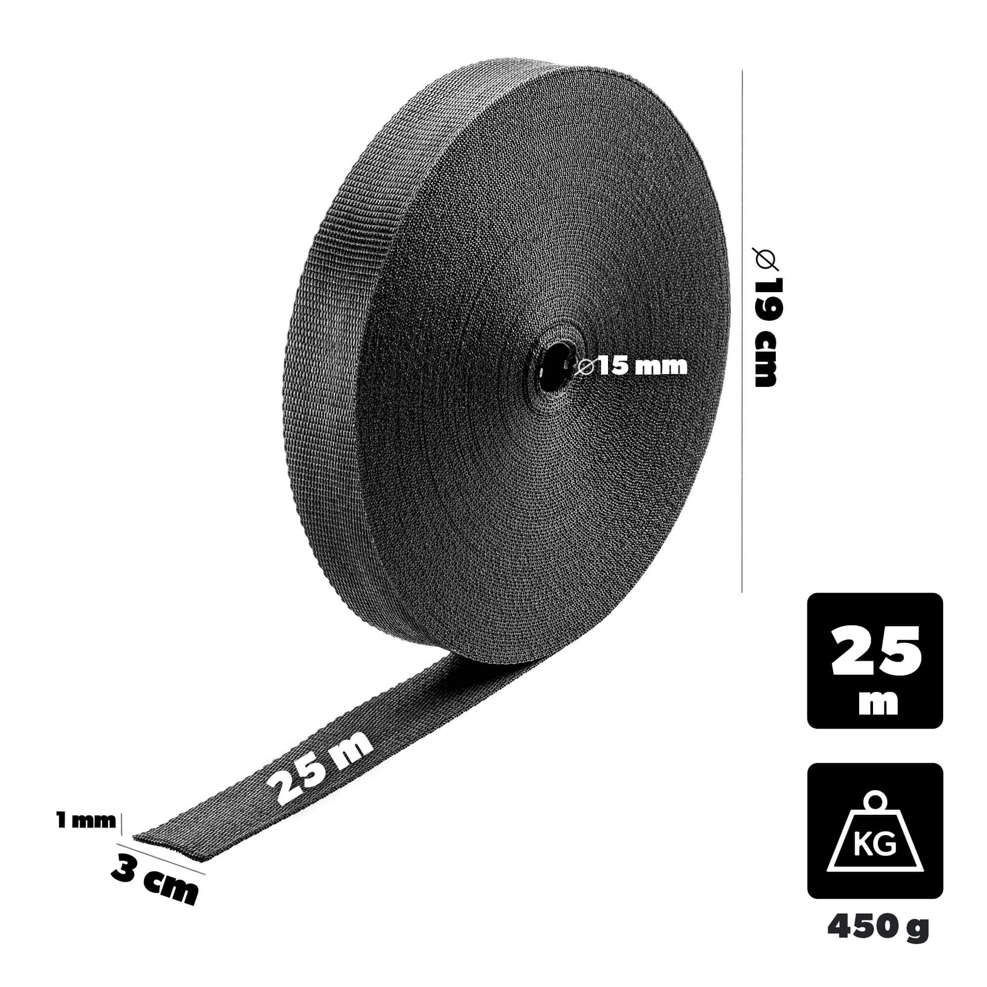 Taśma do mocowania drzew Awenne 30 mm x 25 m czarna