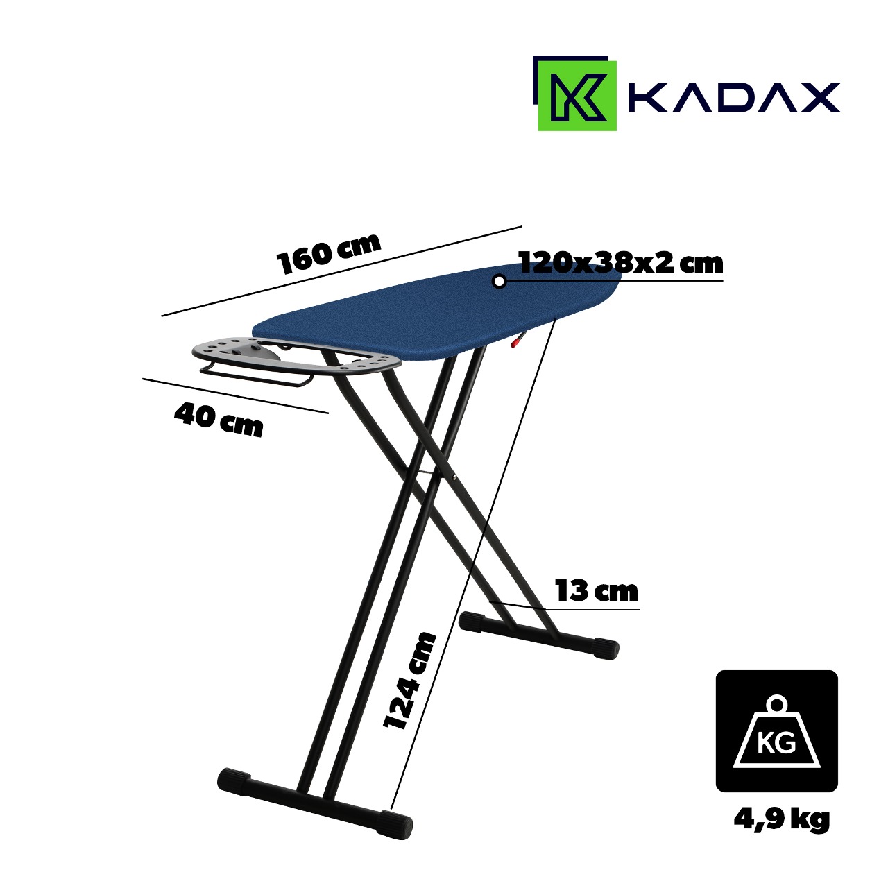 Deska do prasowania Esio 120x38cm granatowy