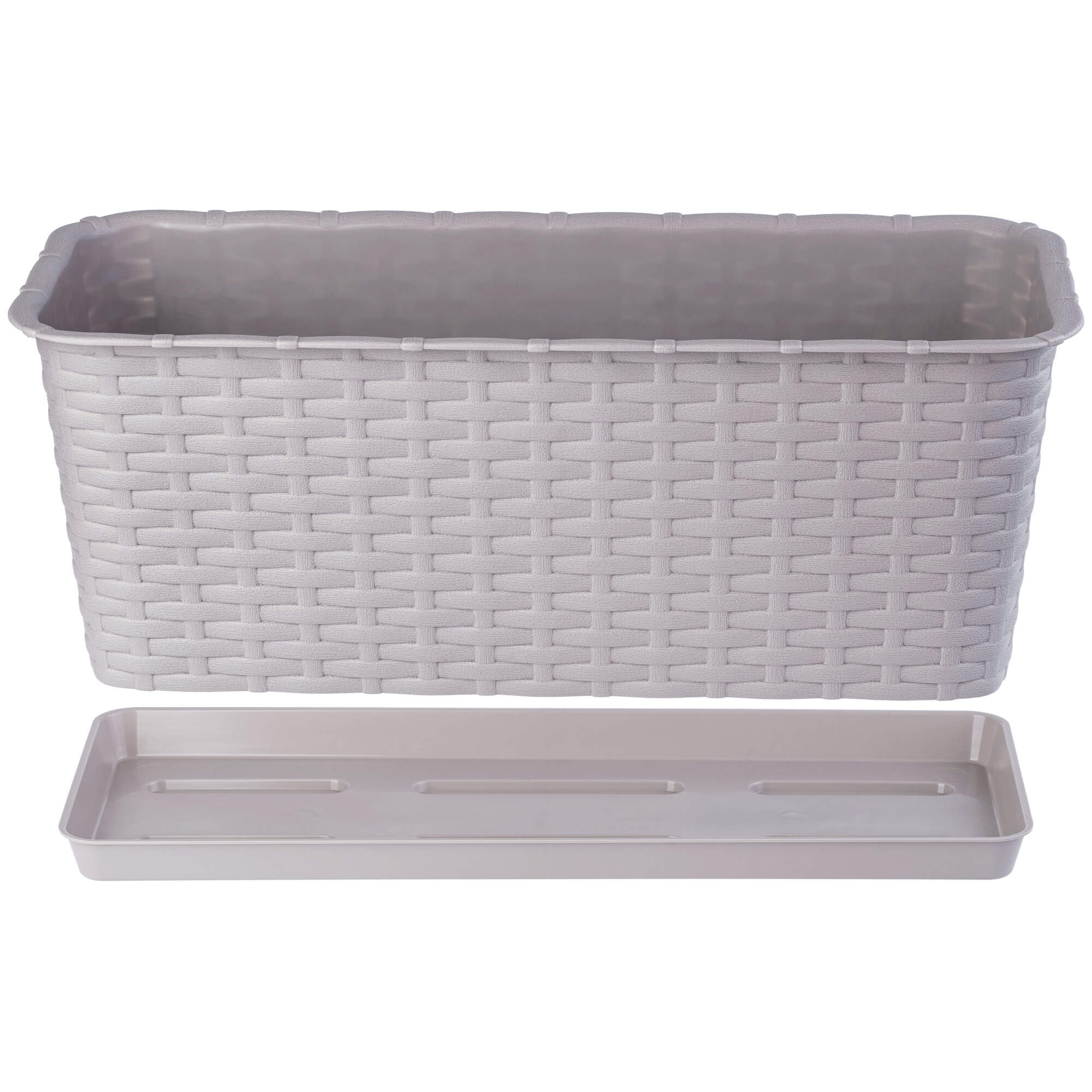 Doniczka balkonowa rattanowa z podstawką Frette 40 cm, karmelowa