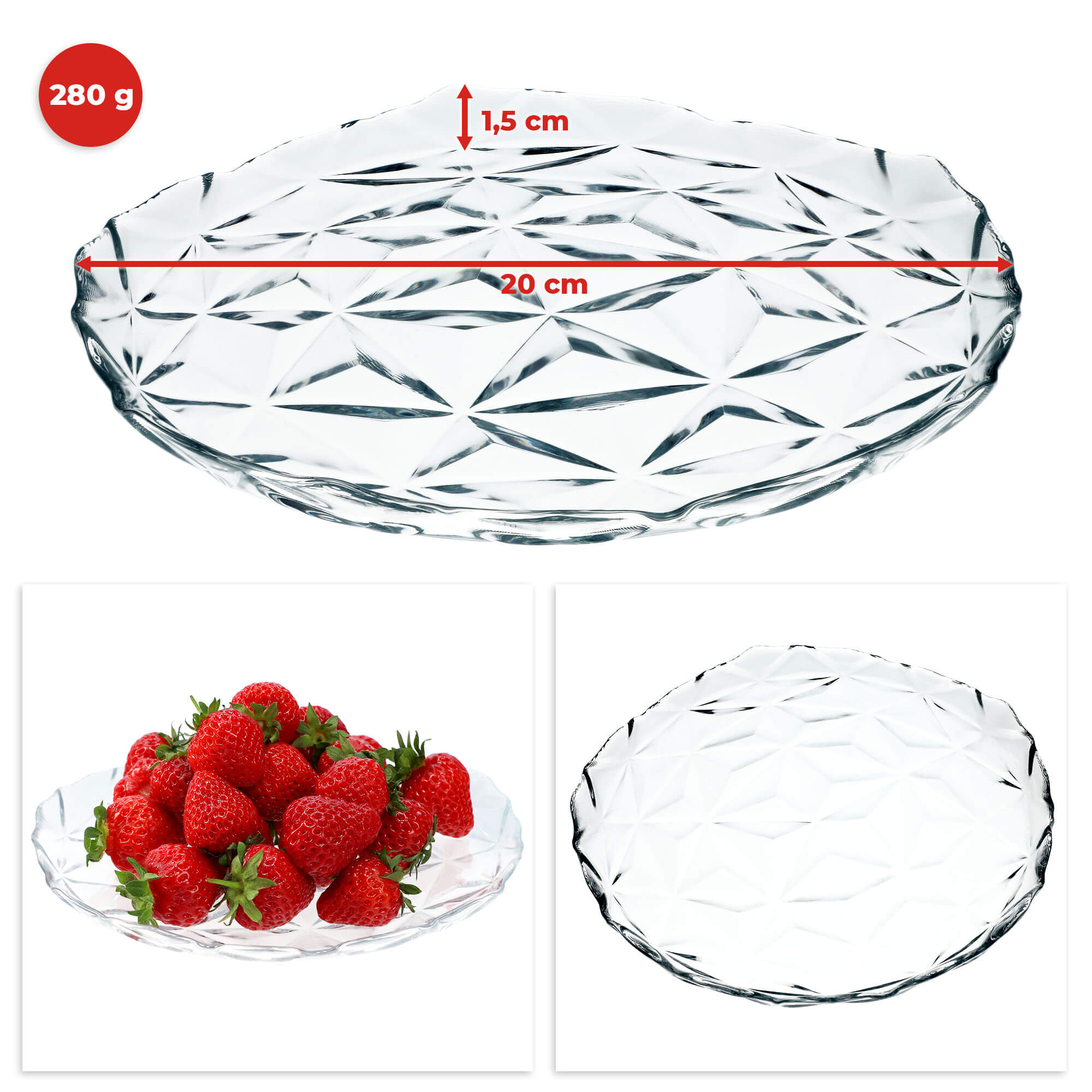 Szklany talerz dekoracyjny 20 cm