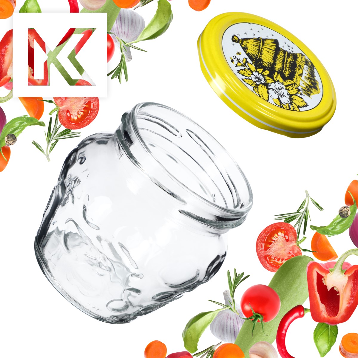 Słoiki Kemi 200ml 100szt 66mm + wieczka "Pszczoły"
