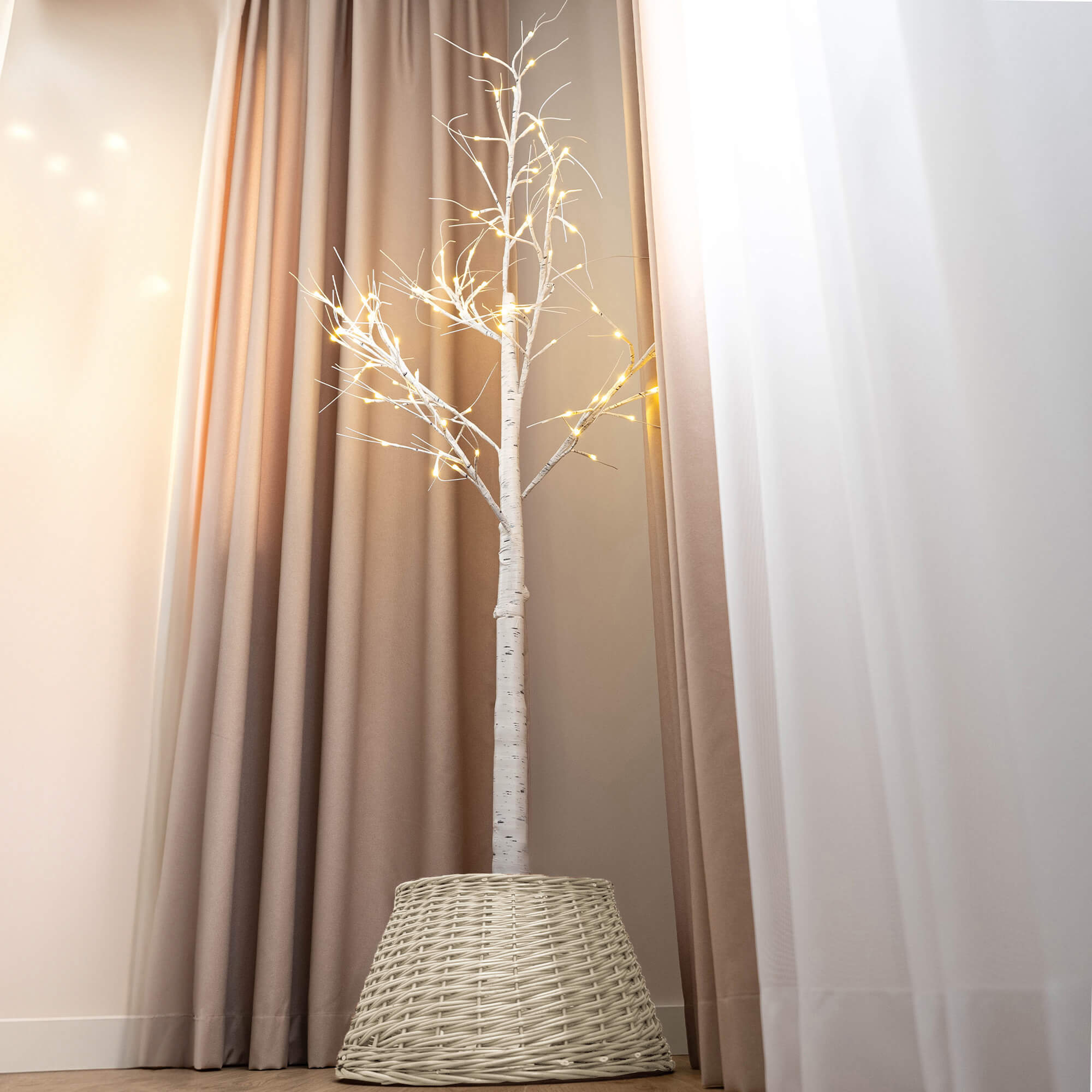 Osłona wiklinowa choinkowa naturalna Aliano 50cm biała