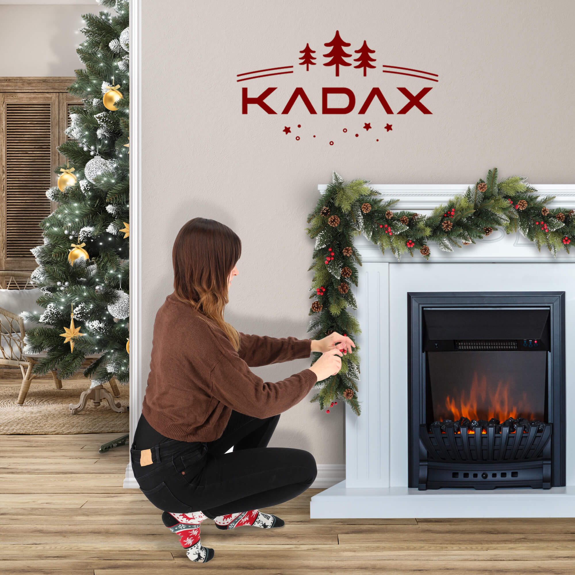 Girlanda świąteczna z szyszkami 115cm zielona