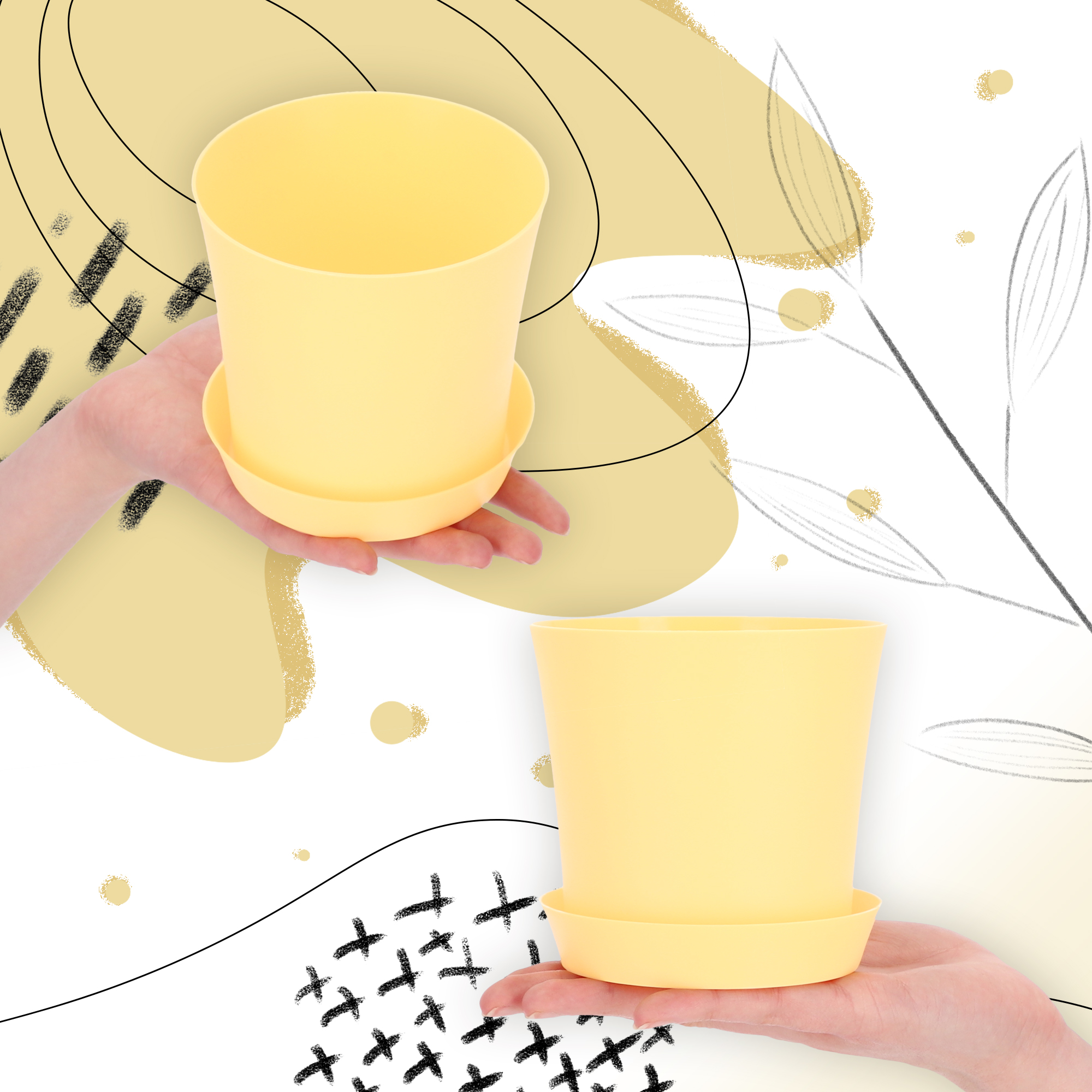 Doniczka na kwiaty Ersa 11 cm, żółta