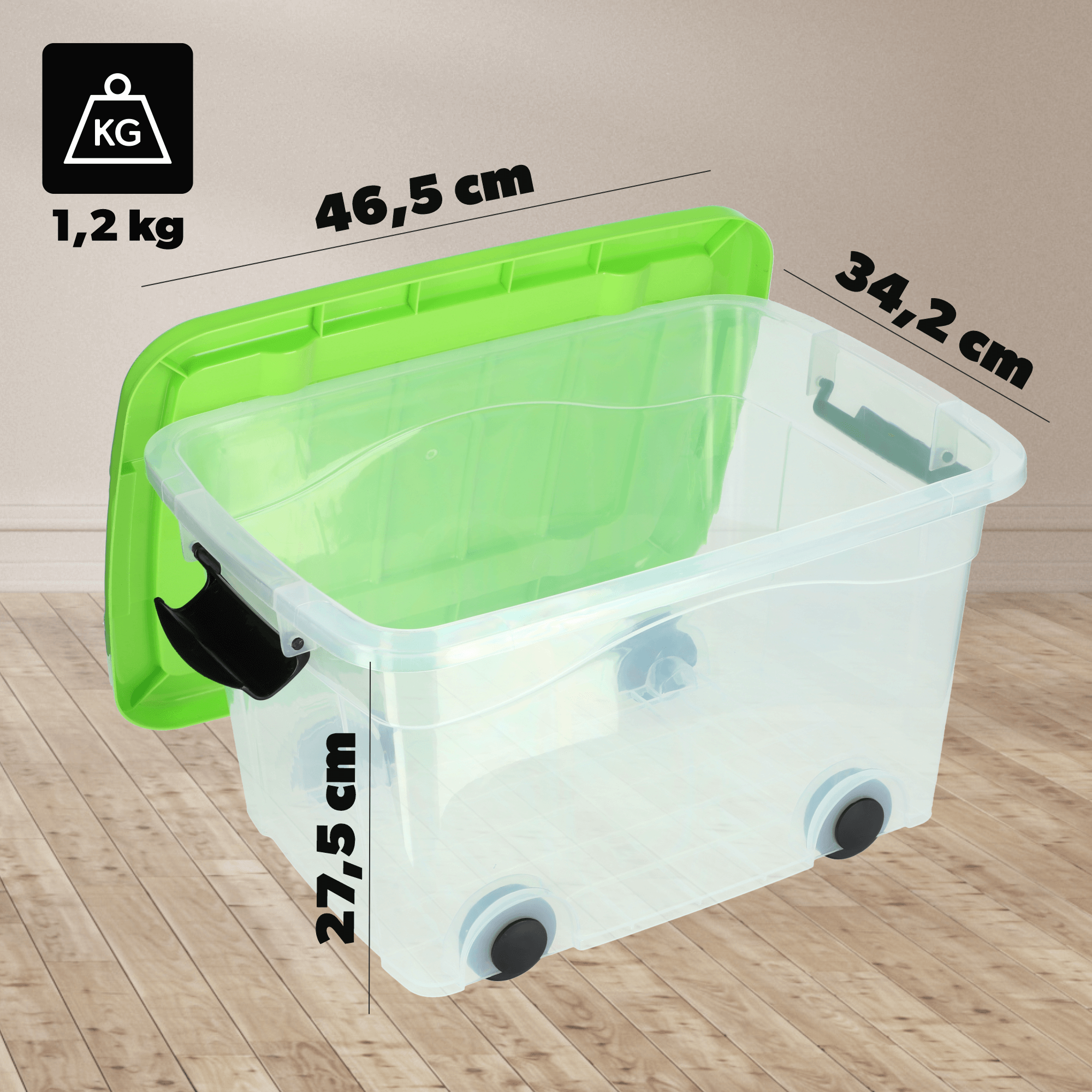 Plastikowy pojemnik na kółkach Vado 20L, zielony
