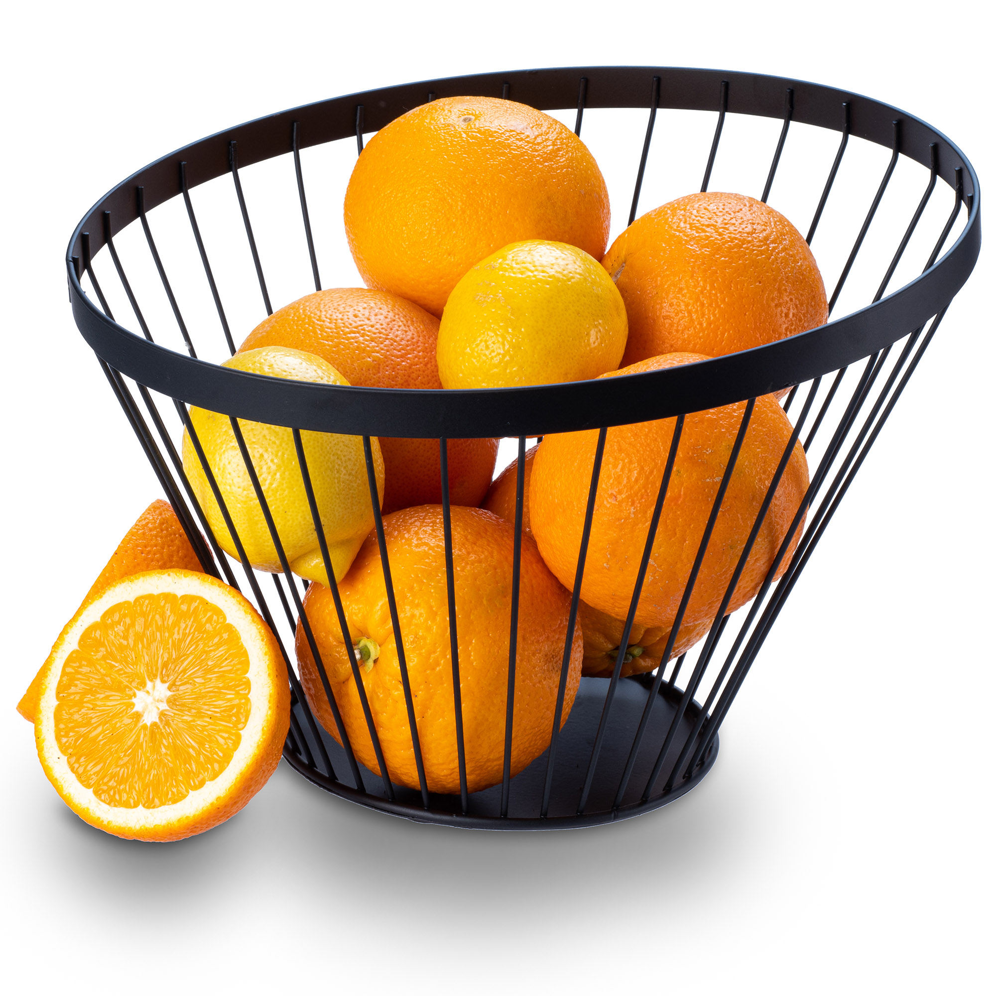 Koszyk metalowy ukośny na owoce, czarny