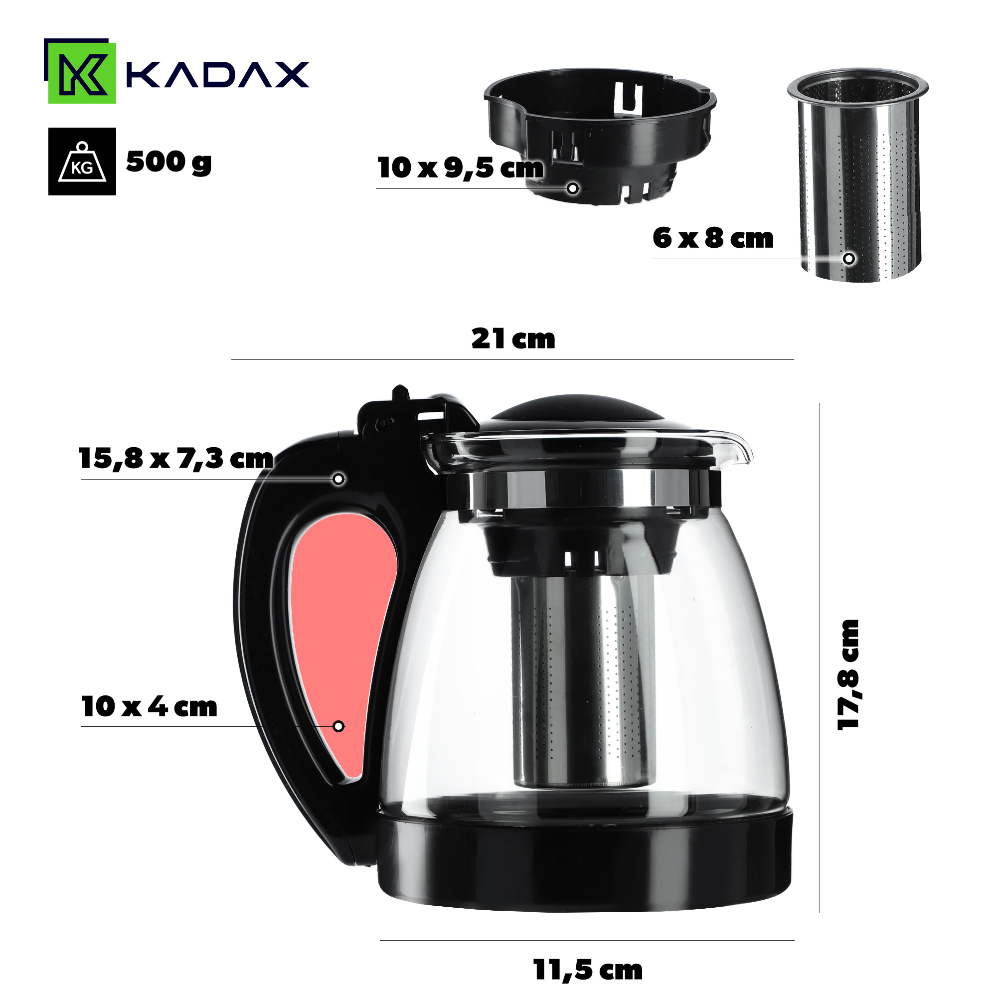 Dzbanek szklany z zaparzaczem Invrea 2.2L