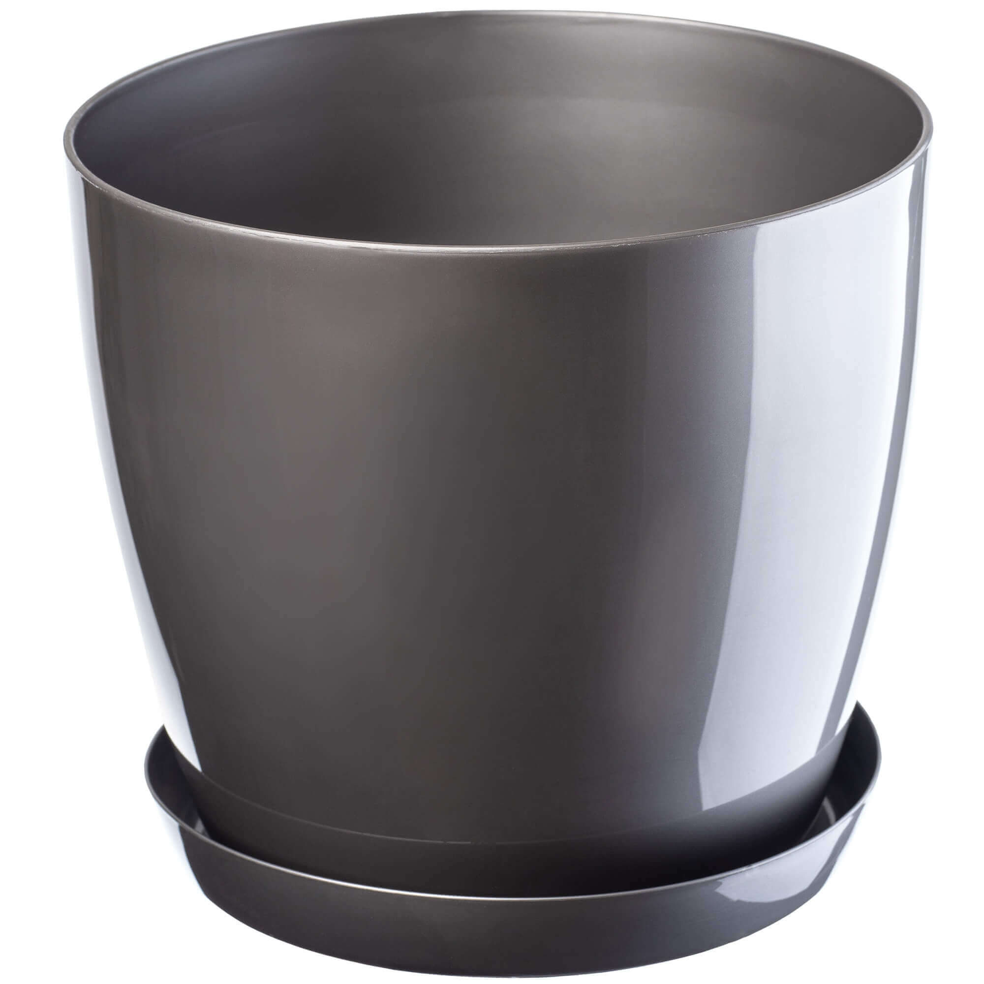 Doniczka na kwiaty z podstawką 23 cm, srebrna