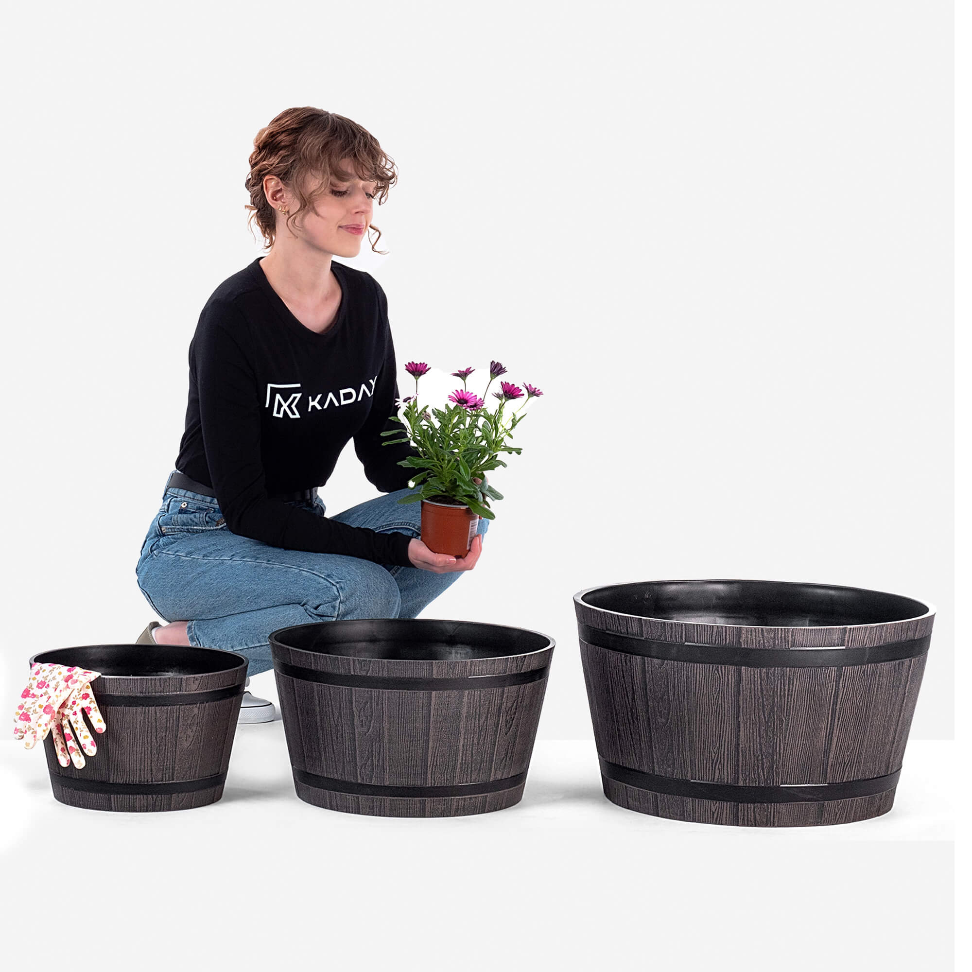 Donica na kwiaty Sori 30, 40, 50 cm, ciemny brąz