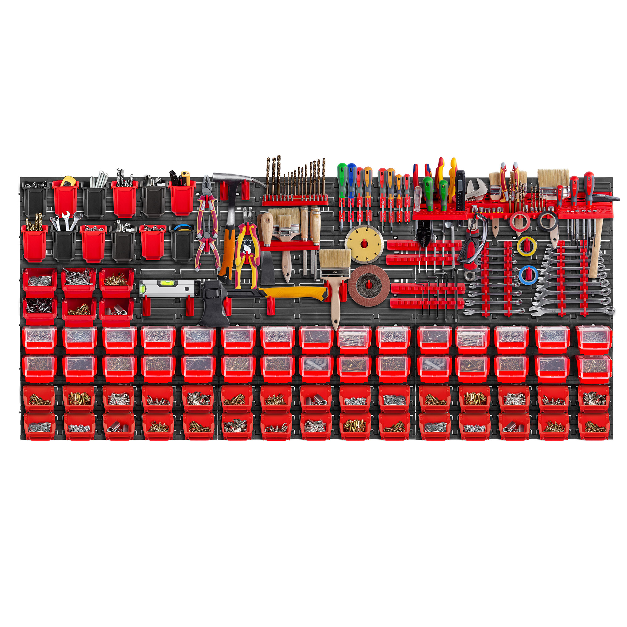 Tablica warsztatowa Lokke 121 elementów 174 x 78 cm, czerwona