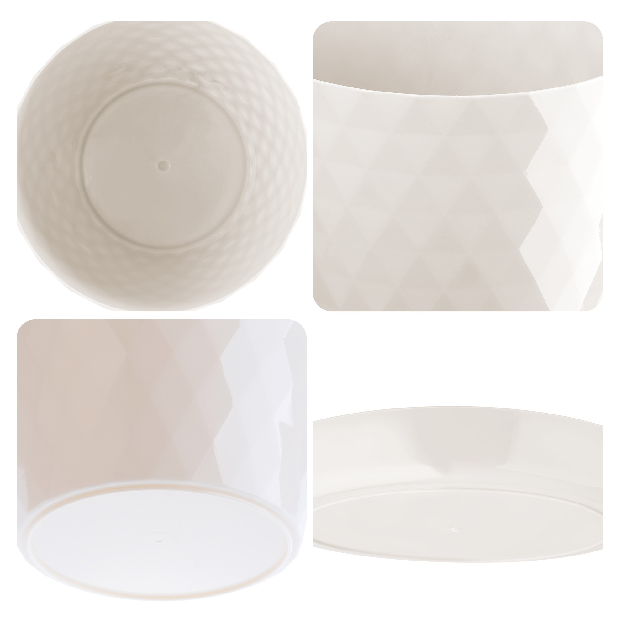 Doniczka na kwiaty z podstawką kremowa Amily 25 cm, 3 szt.