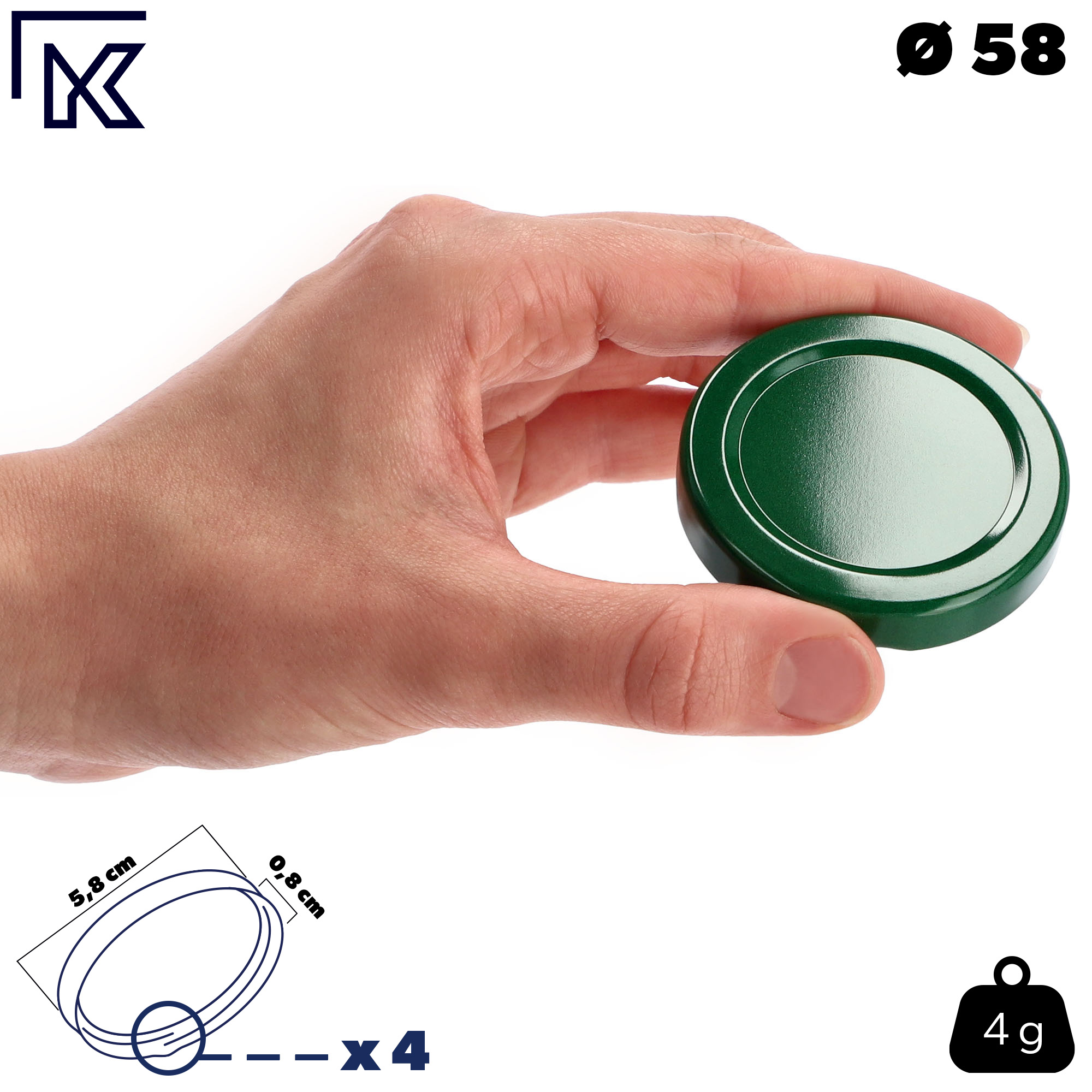 Metalowe wieczka do słoików 50szt fi 58mm zielone