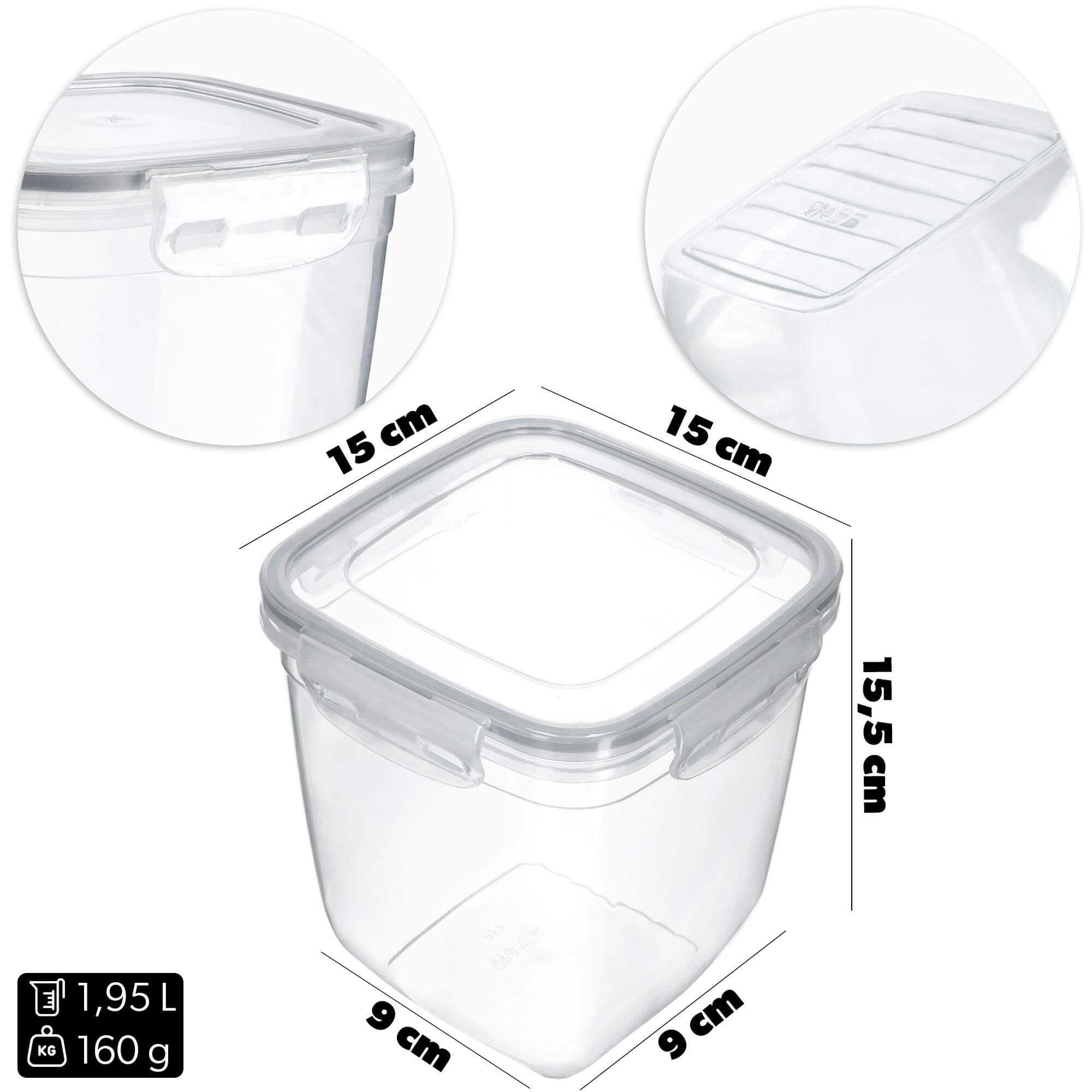 Pojemnik na żywność kwadratowy 1.95L