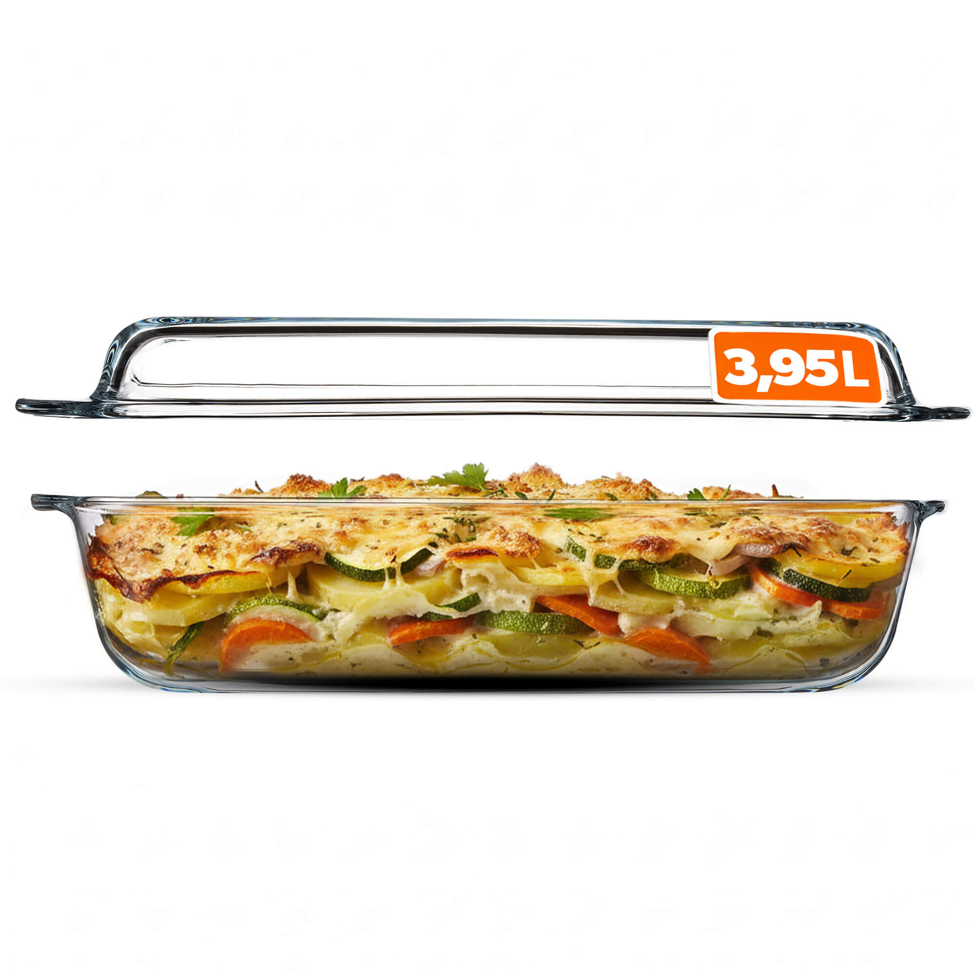 Naczynie żaroodporne szklane z pokrywką Backe 3.95L