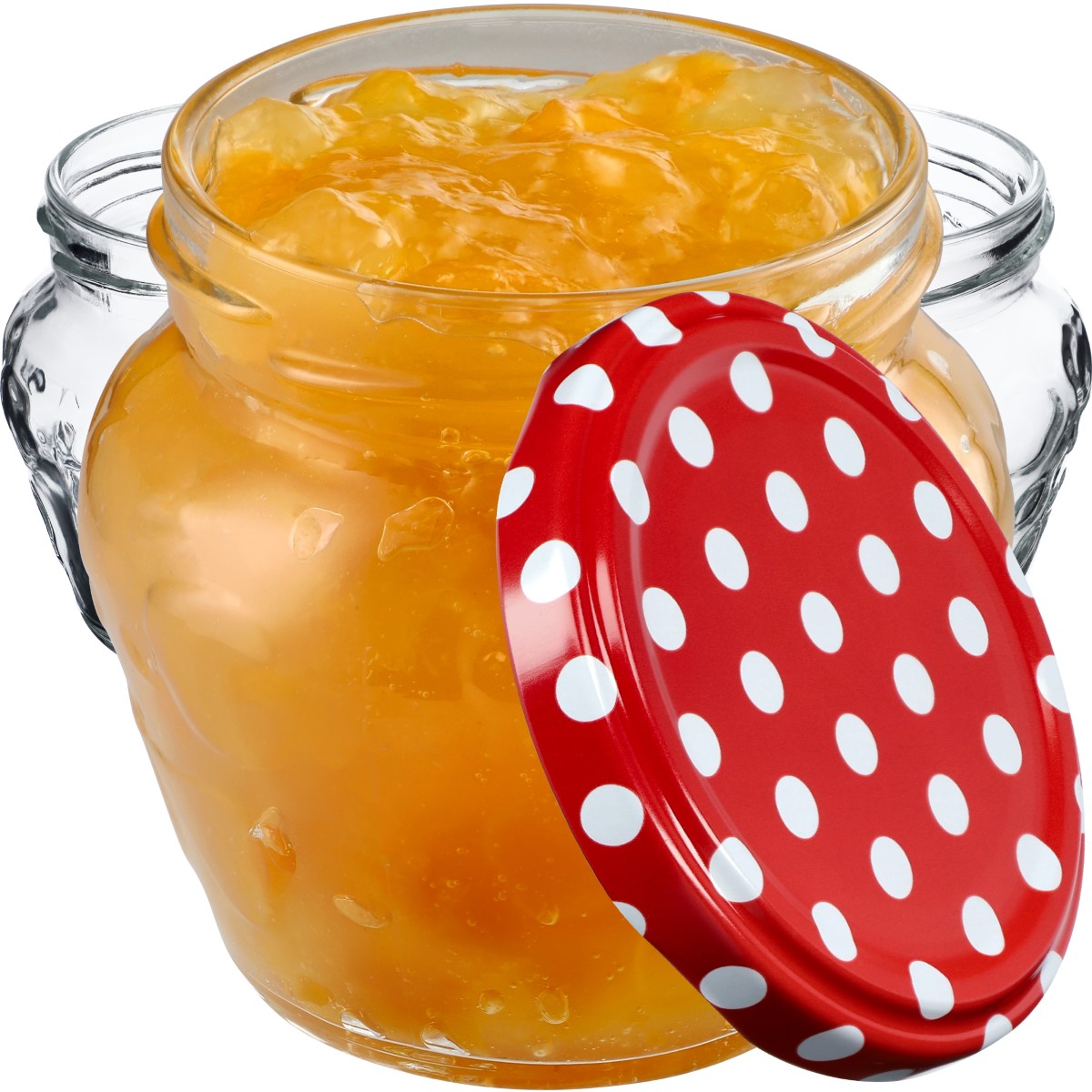 Słoiki Kemi 200ml 50szt 66mm + wieczka "Czerwony Groszek"