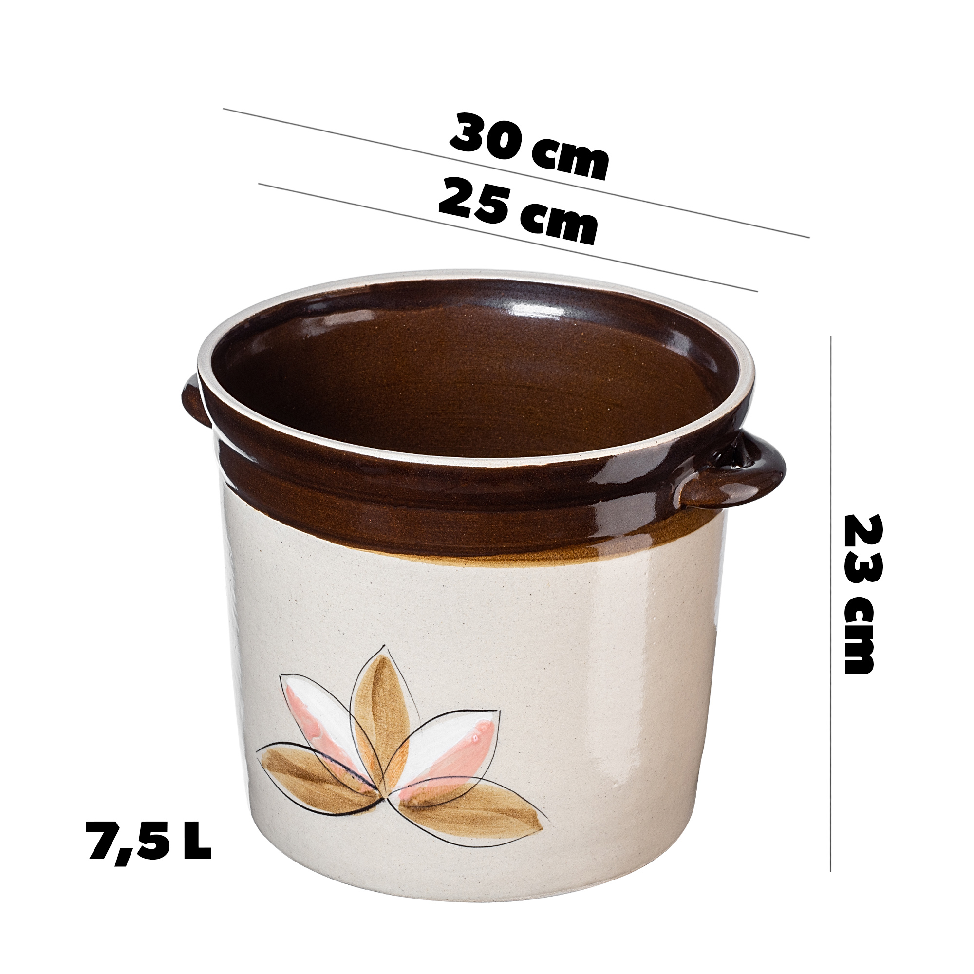 Garnek kamionkowy Athena 7.5L, wysoki malowany