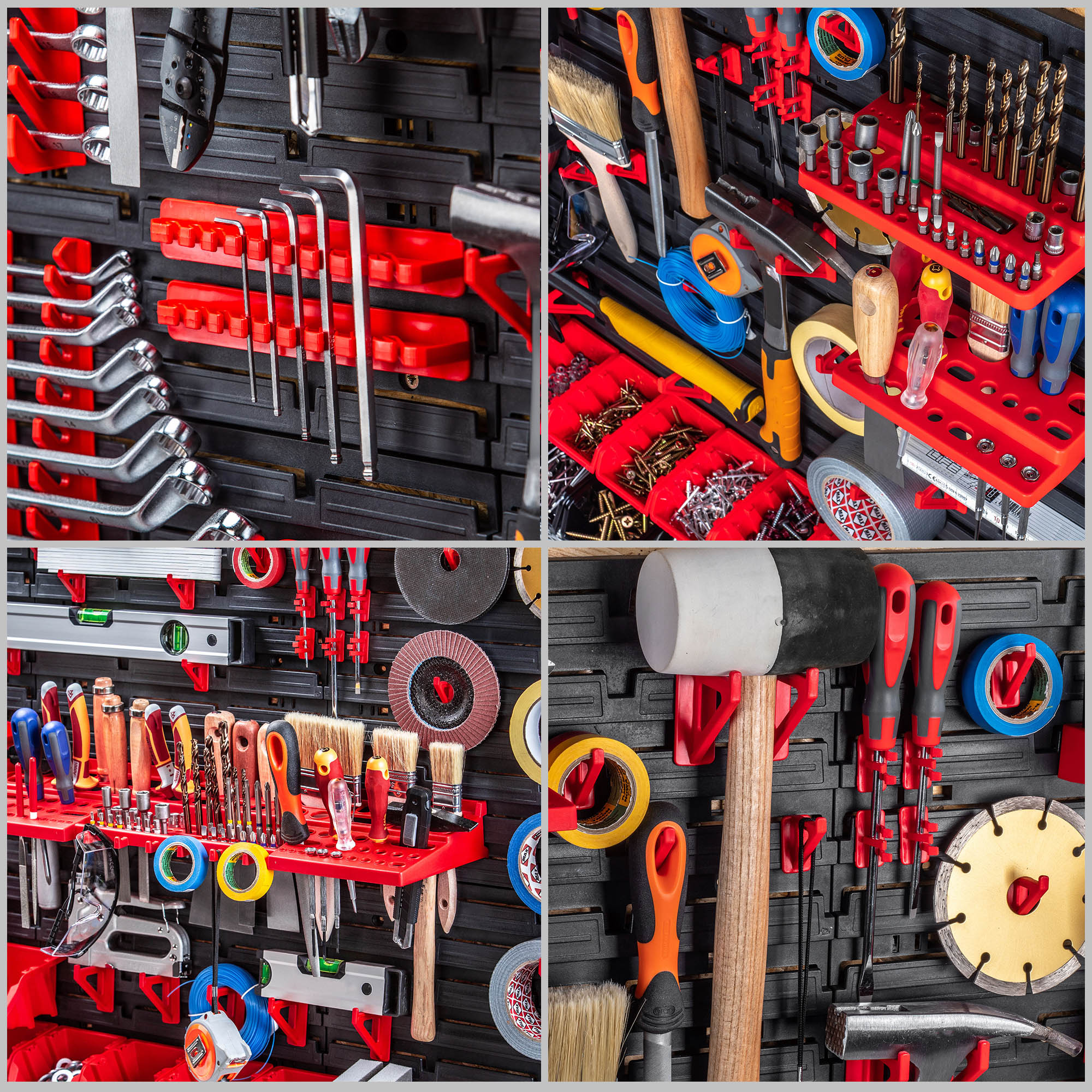 Tablica warsztatowa Lokke 81 elementów 116 x 78 cm, czarno-czerwona