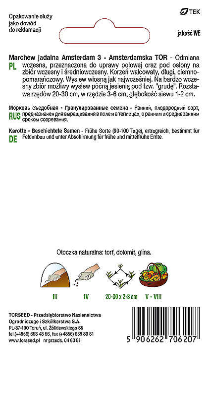 Marchew jadalna Amsterdam 3 - Amsterdamska TOR 300g