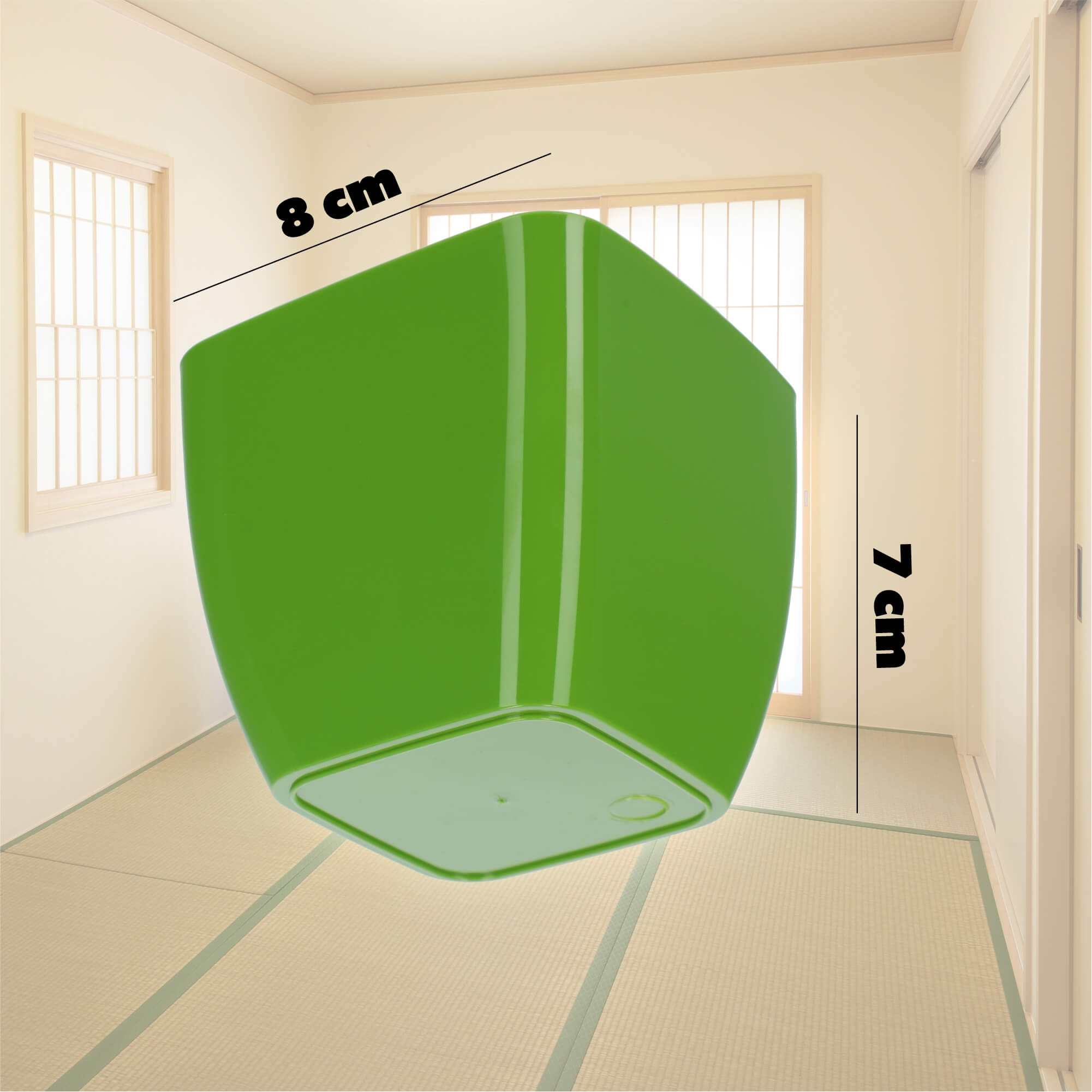 Doniczka kwadratowa Borgo 8 cm, zielona