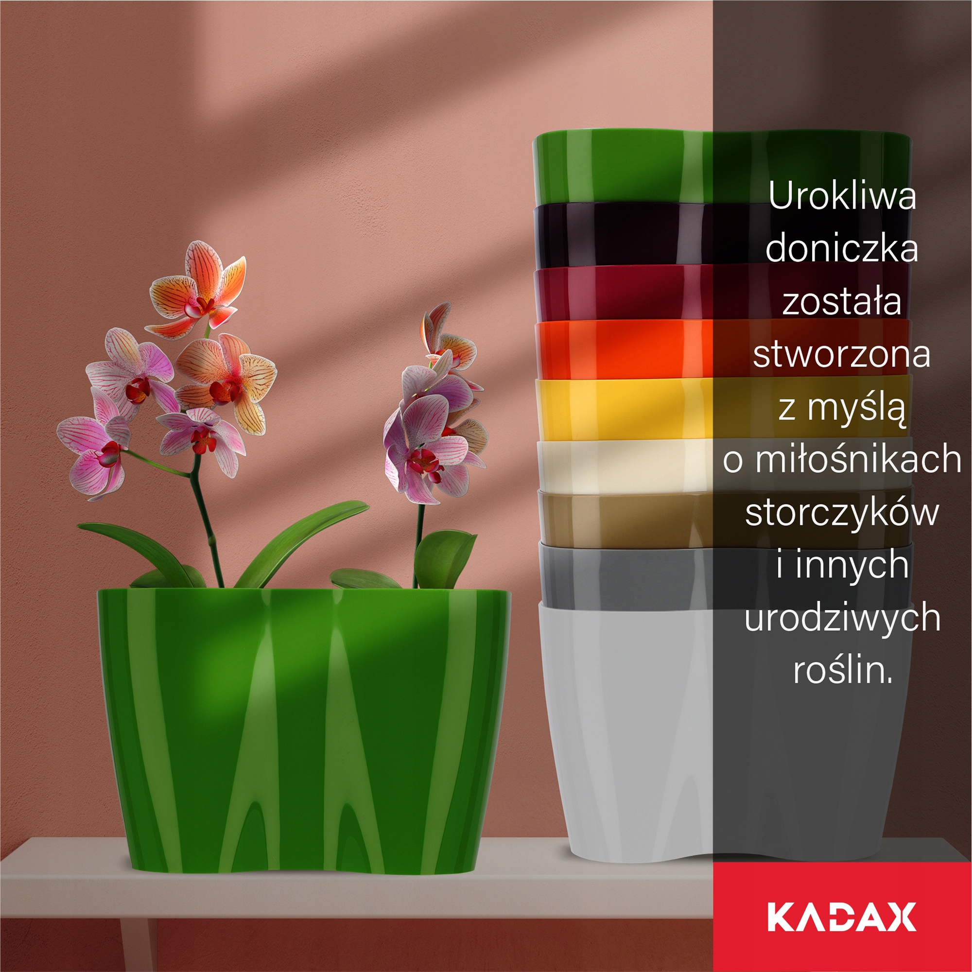 Doniczka do storczyków podwójna Fermo 23 x 15 cm, zielona